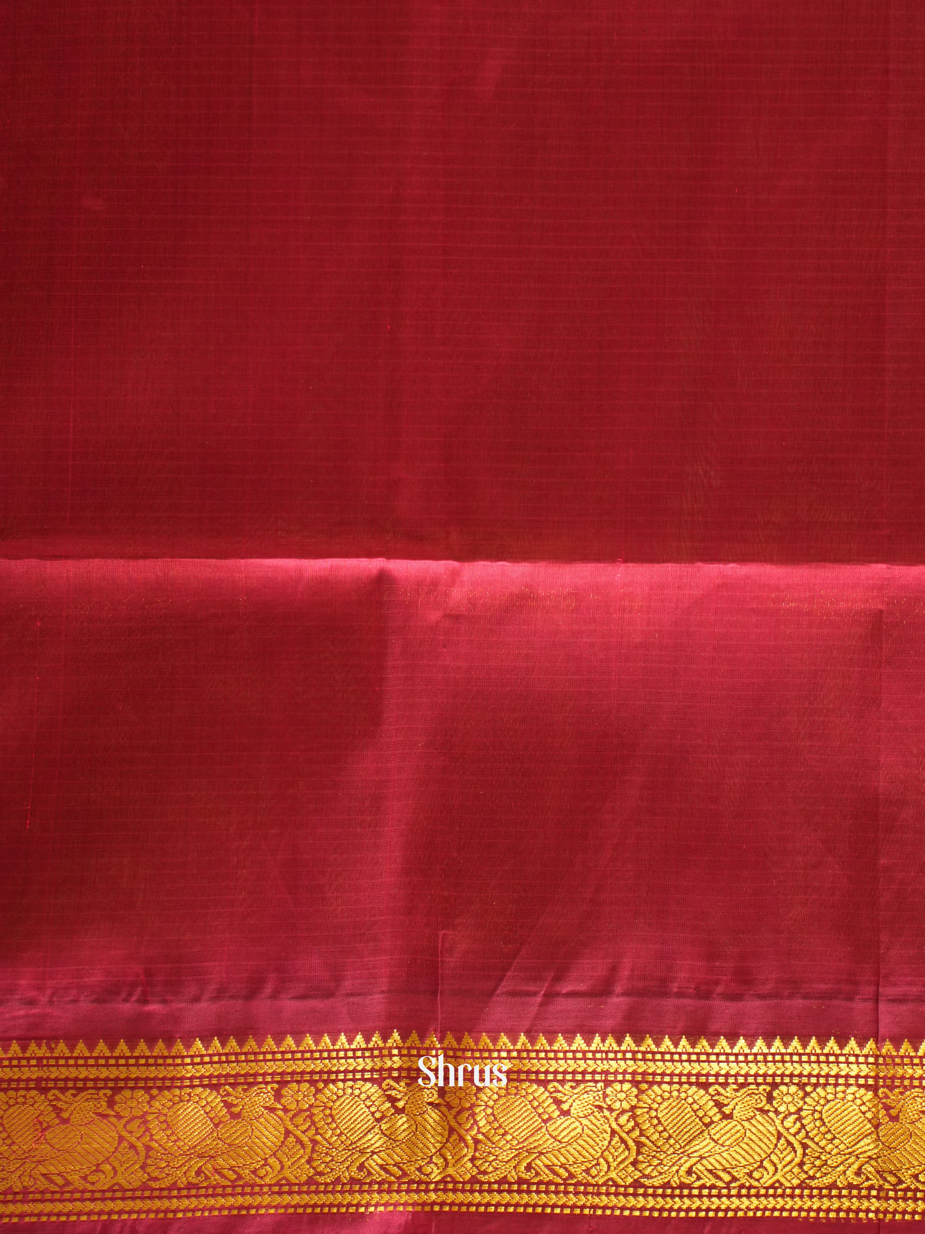 Lime Green & Maroon - Silk Cotton Saree - Shop on ShrusEternity.com