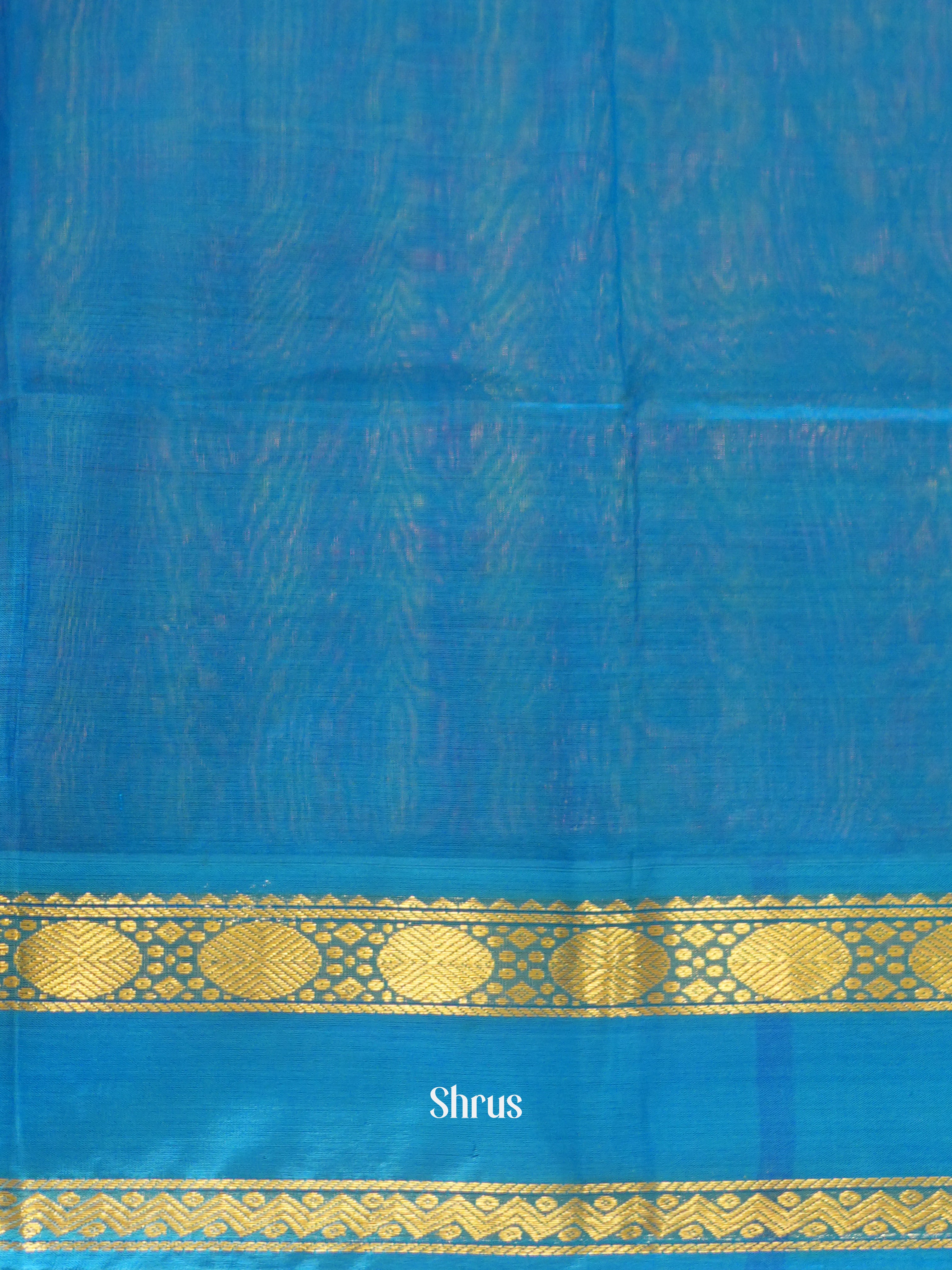Orange & Blue - Silk Cotton Saree - Shop on ShrusEternity.com