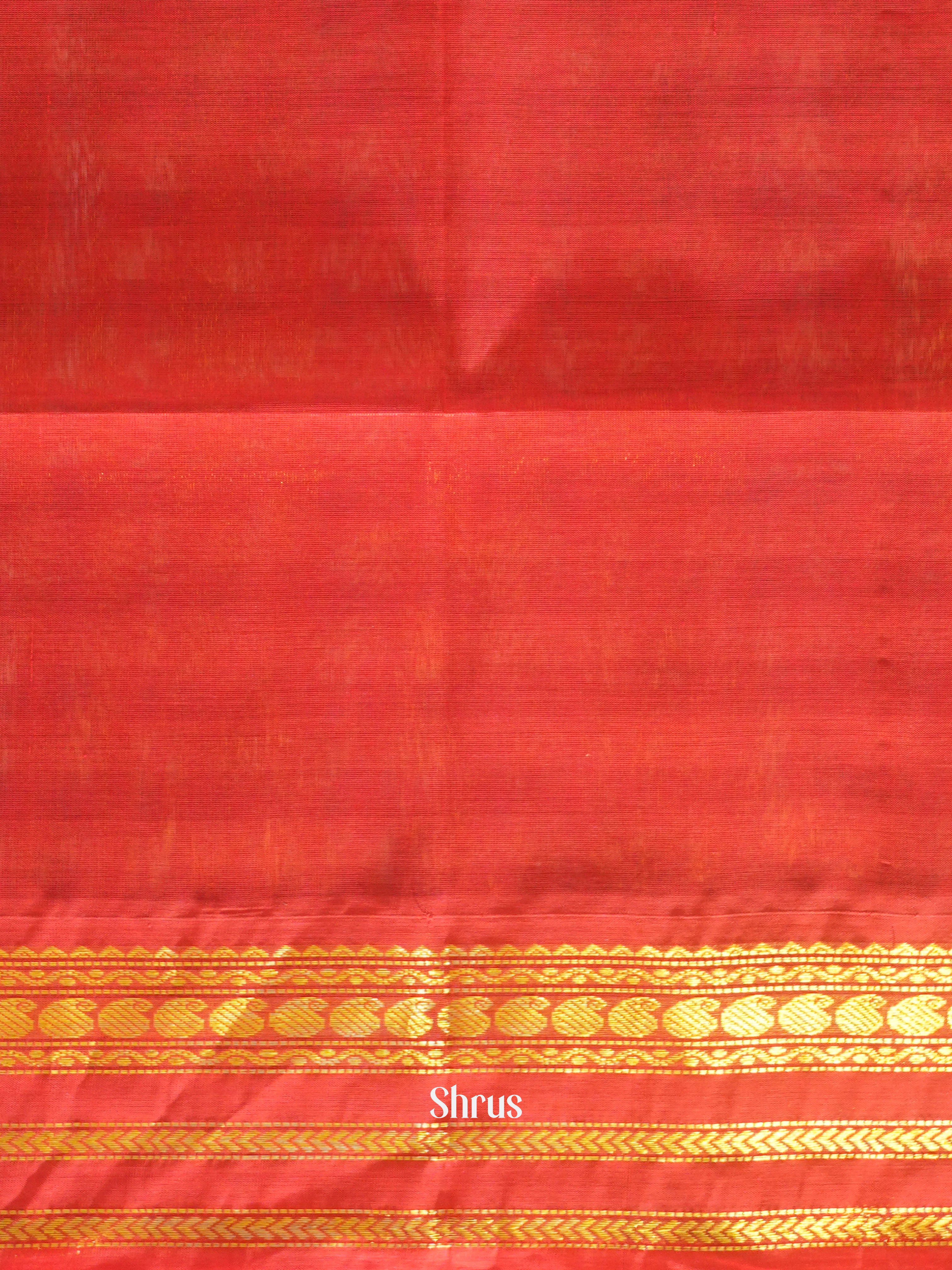 Blue & Red - Silk Cotton Saree - Shop on ShrusEternity.com