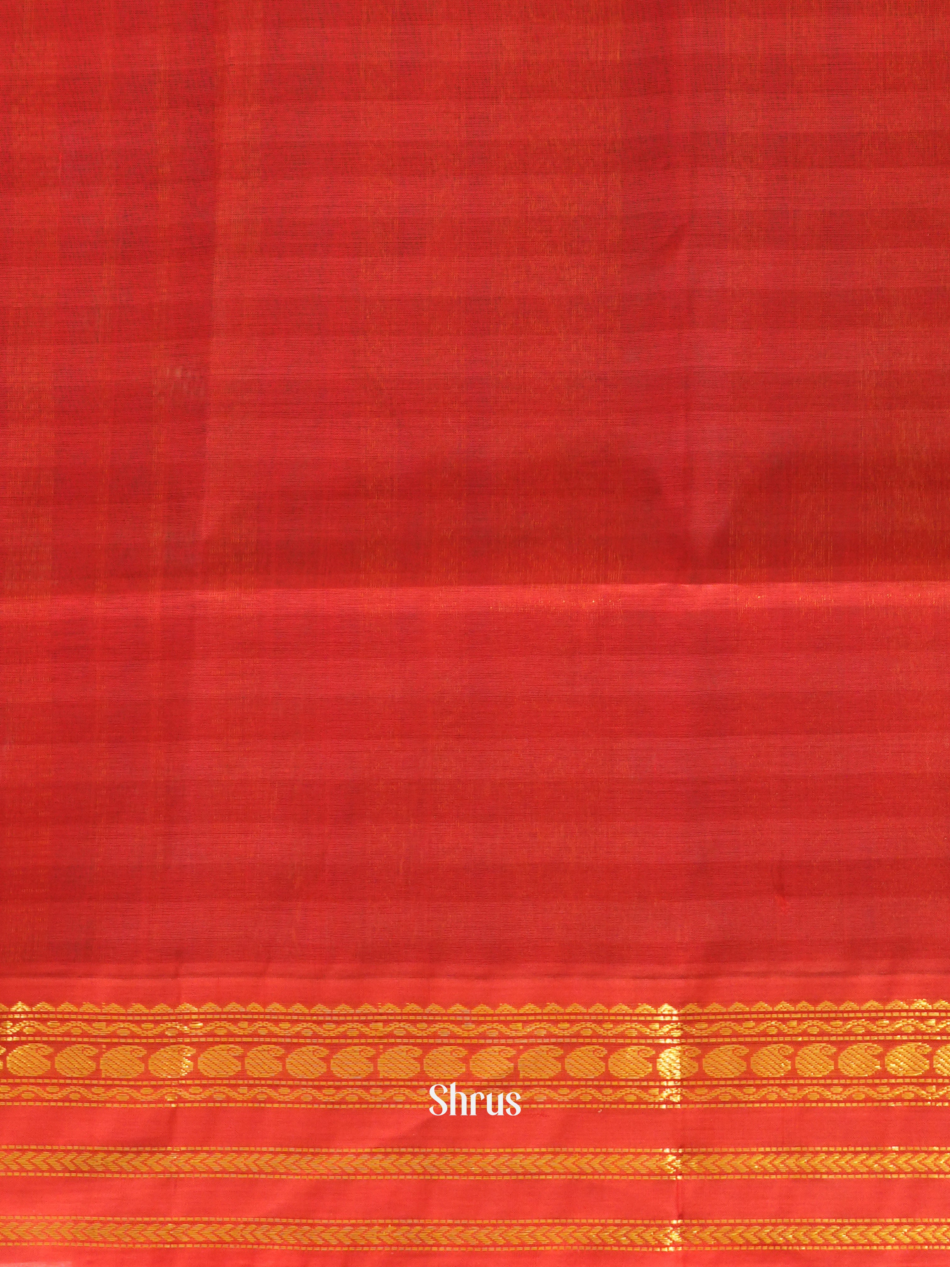 Blue & Red - Silk Cotton Saree - Shop on ShrusEternity.com