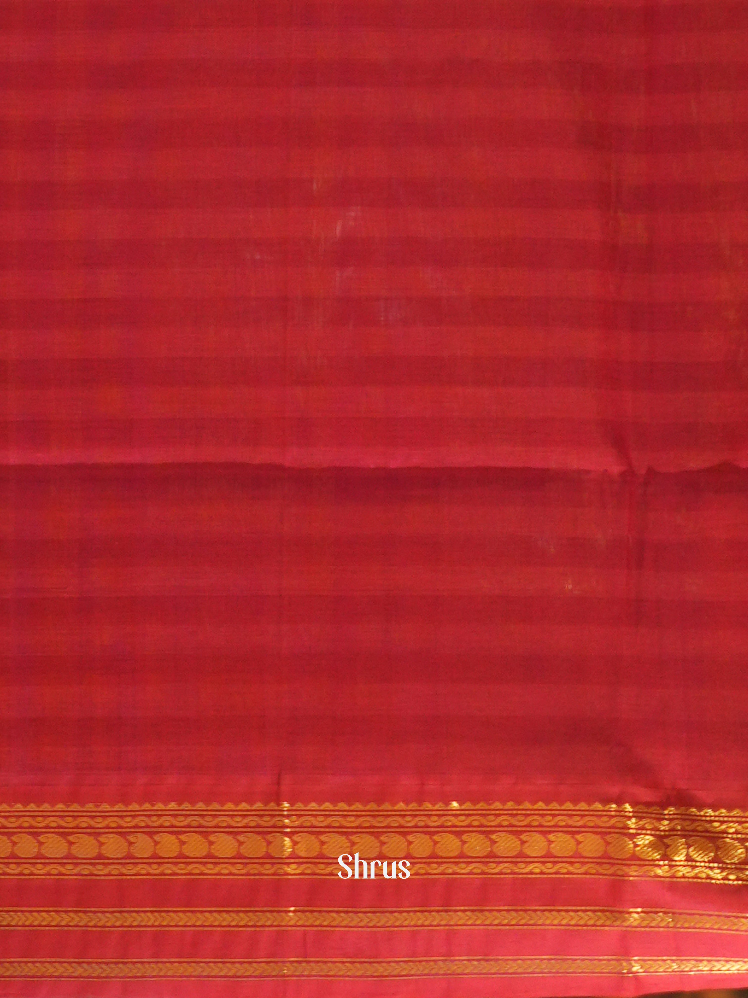 Green & Red - Silk Cotton Saree - Shop on ShrusEternity.com