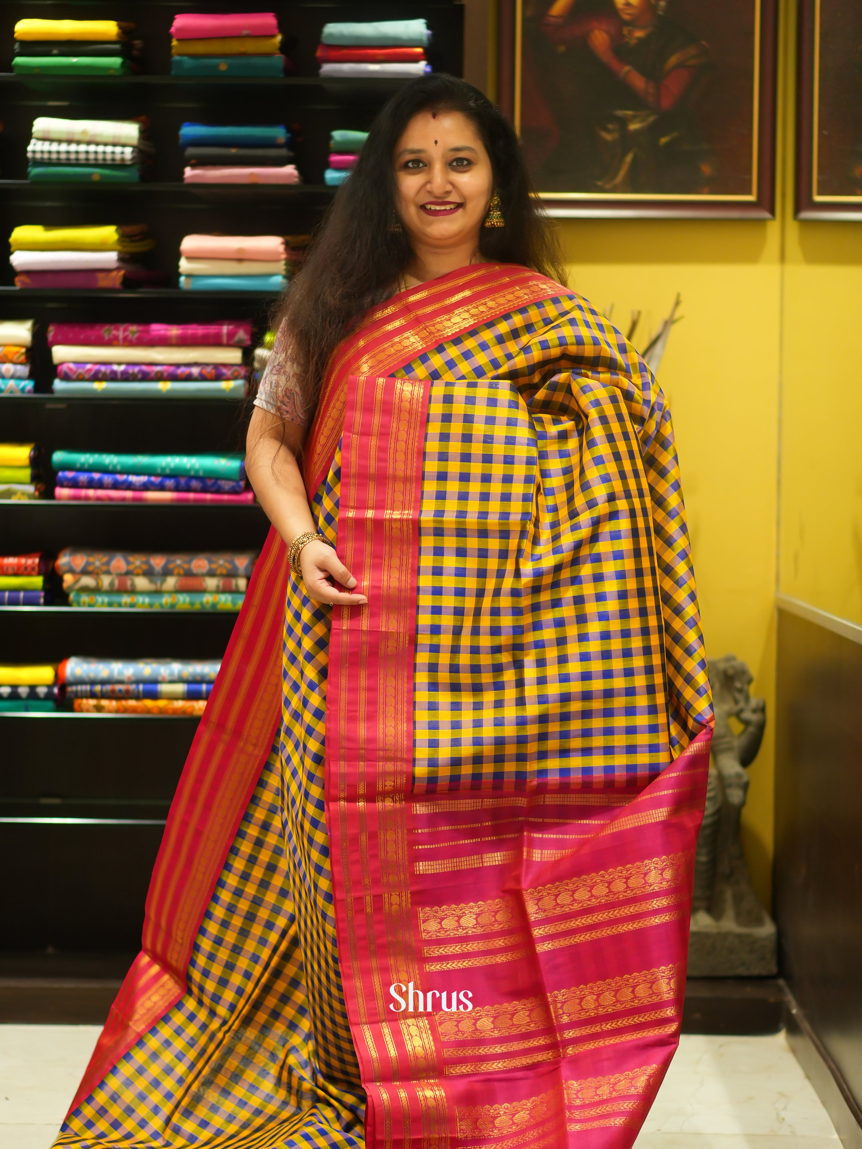 Green & Red - Silk Cotton Saree - Shop on ShrusEternity.com