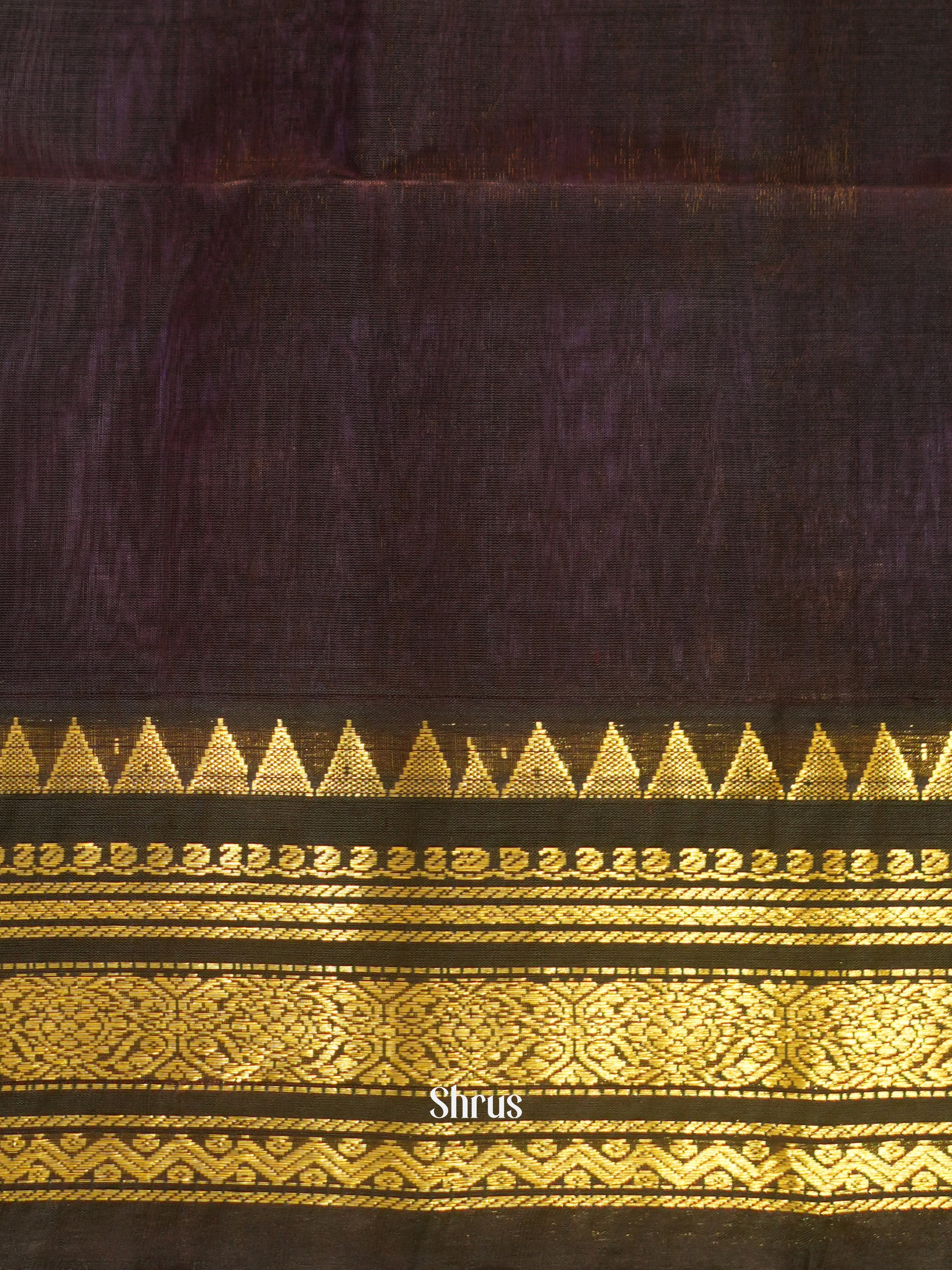 Purple & Brown - Silk Cotton Saree - Shop on ShrusEternity.com