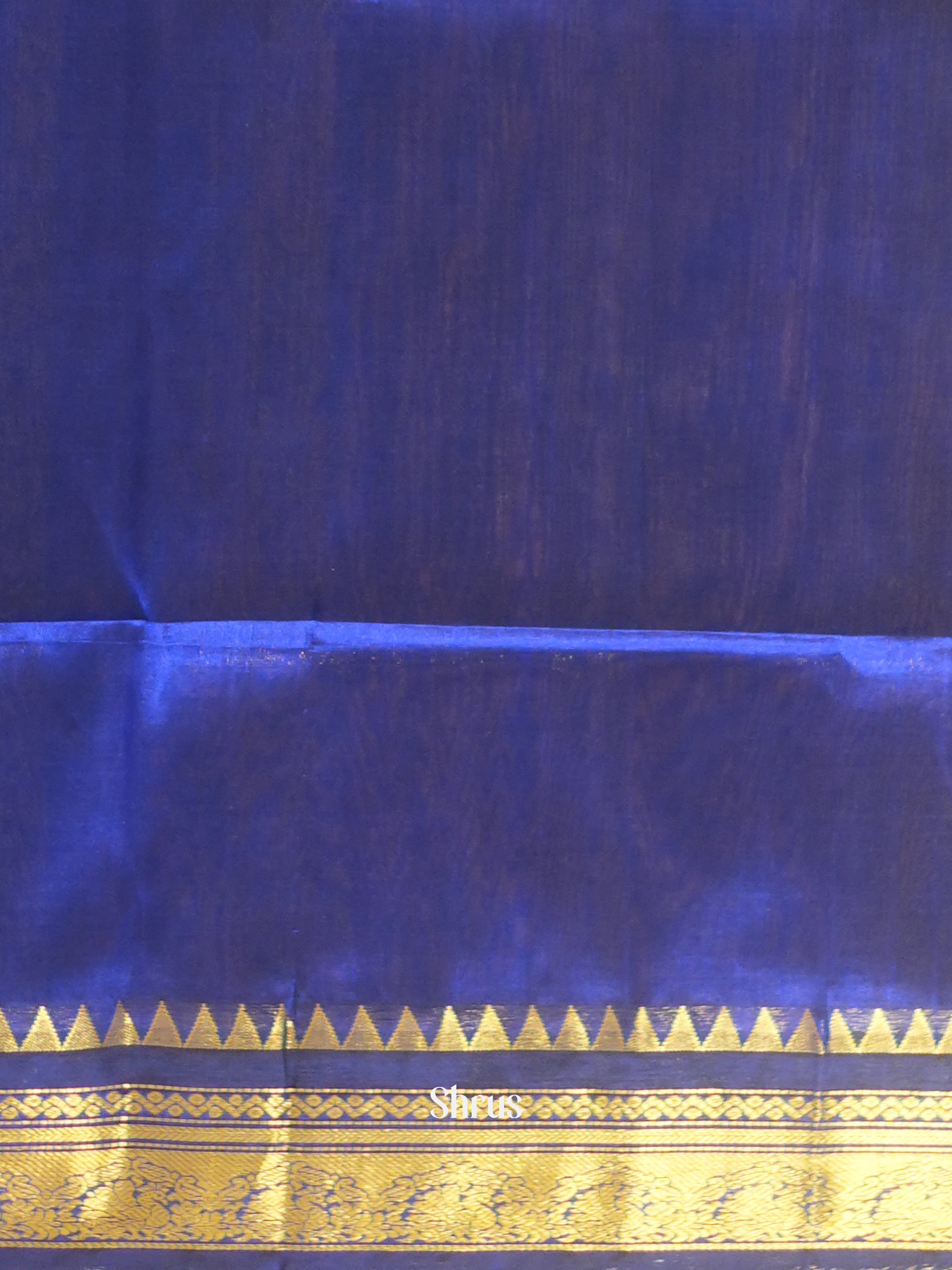 Yellow & Blue - Silk Cotton Saree - Shop on ShrusEternity.com