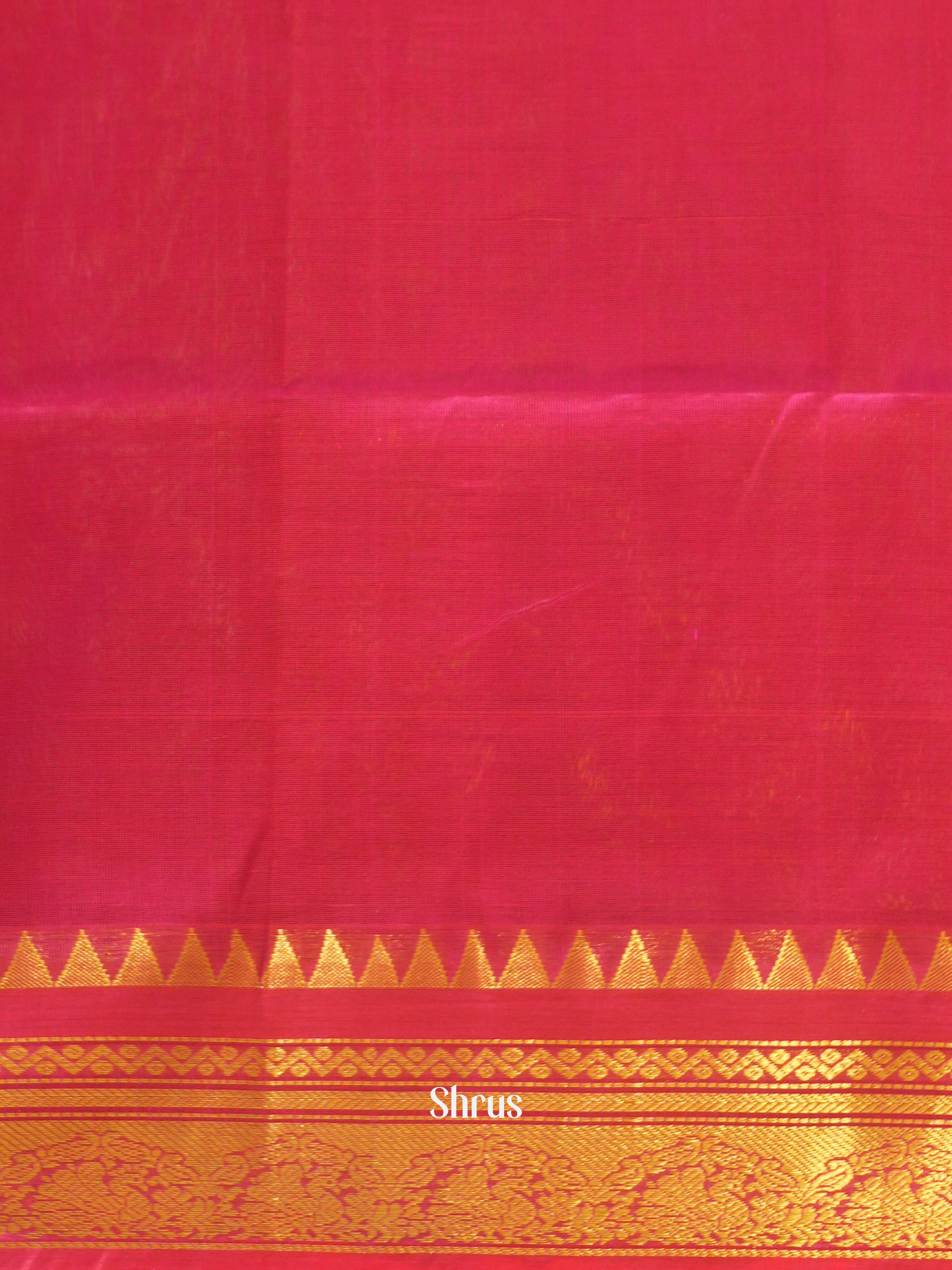 Gold & Pink - Silk Cotton Saree - Shop on ShrusEternity.com
