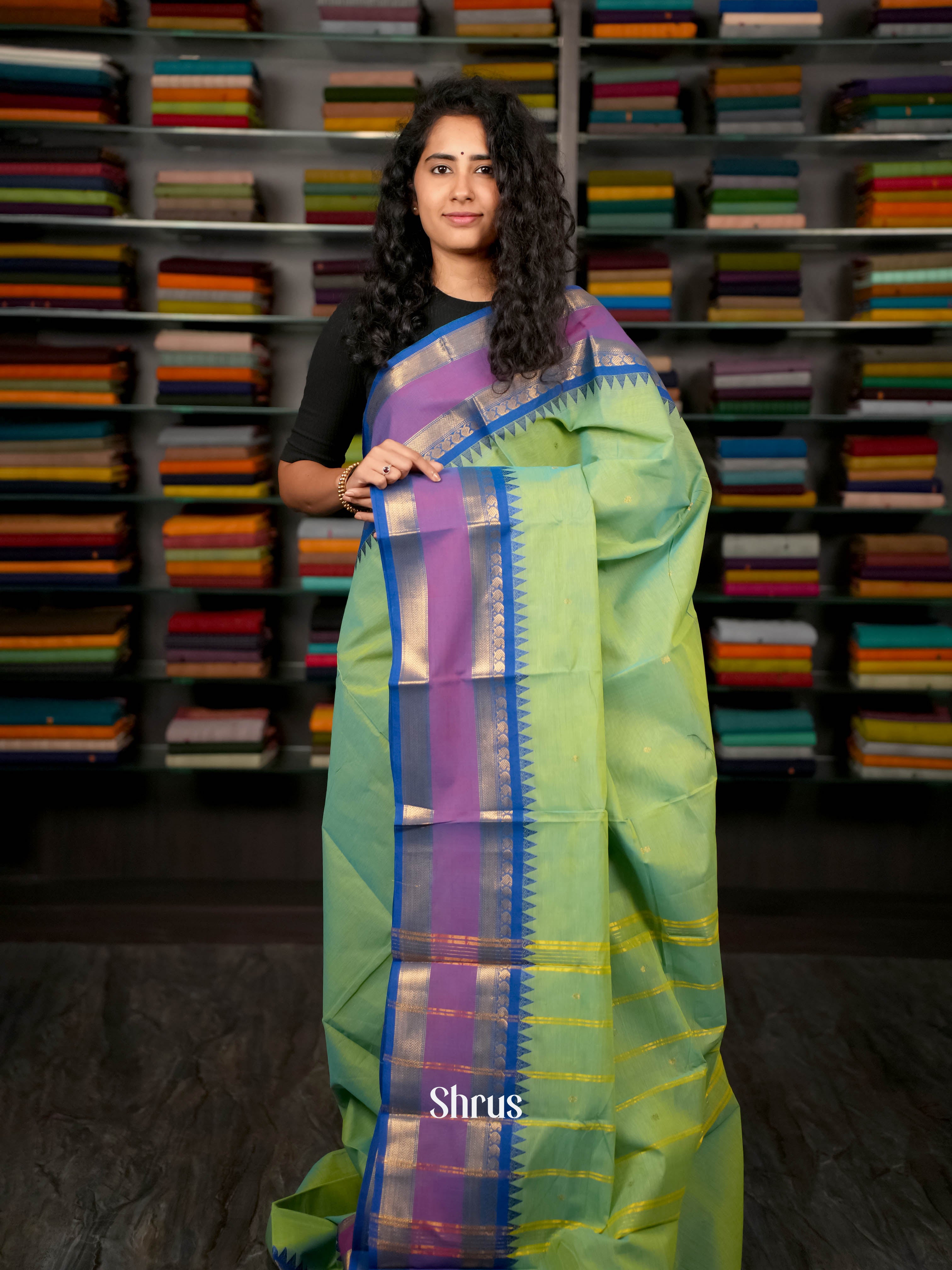 Green & Blue - Chettinad Cotton Saree - Shop on ShrusEternity.com
