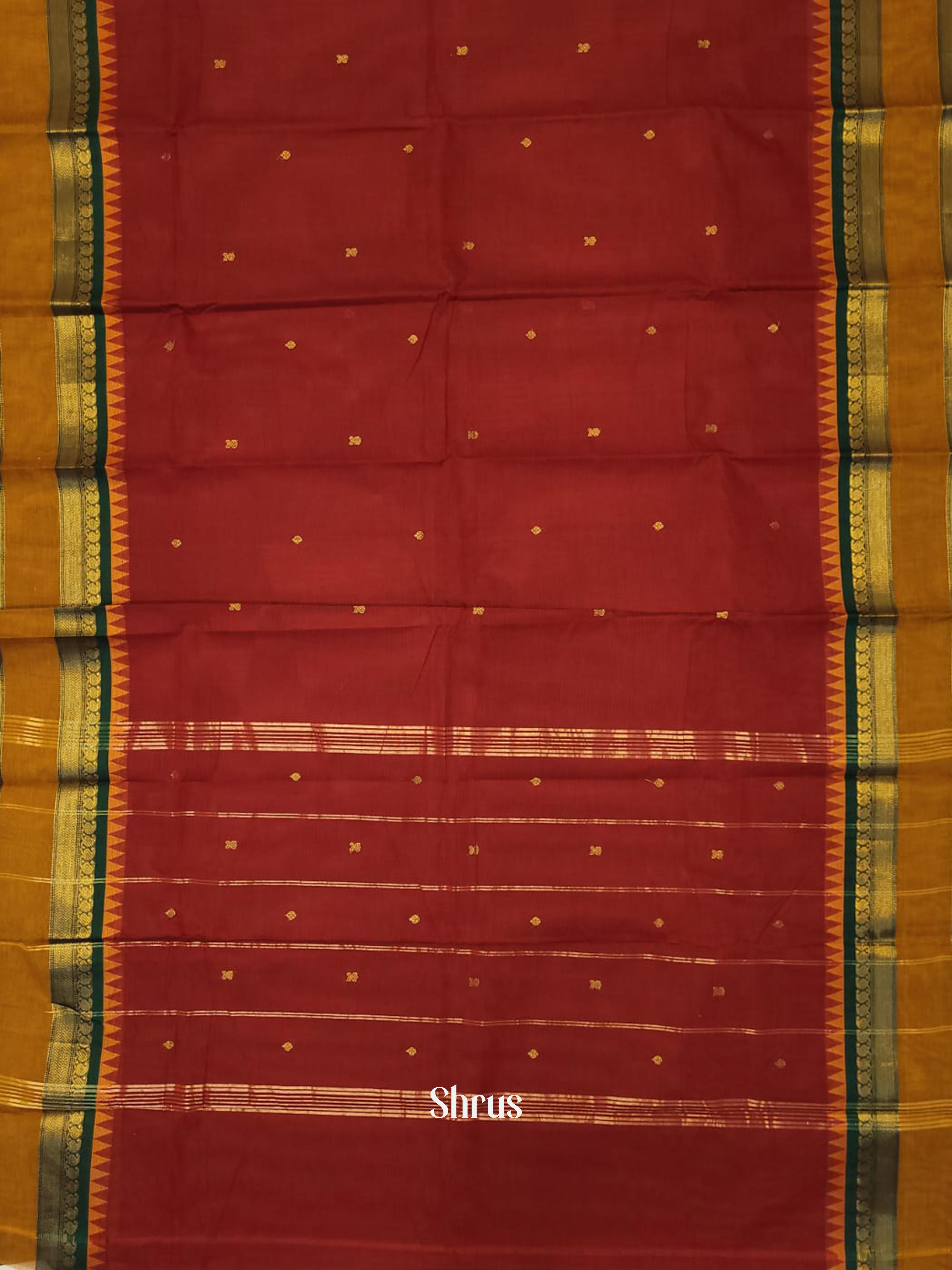 Red & Green -Chettinad Cotton Saree - Shop on ShrusEternity.com