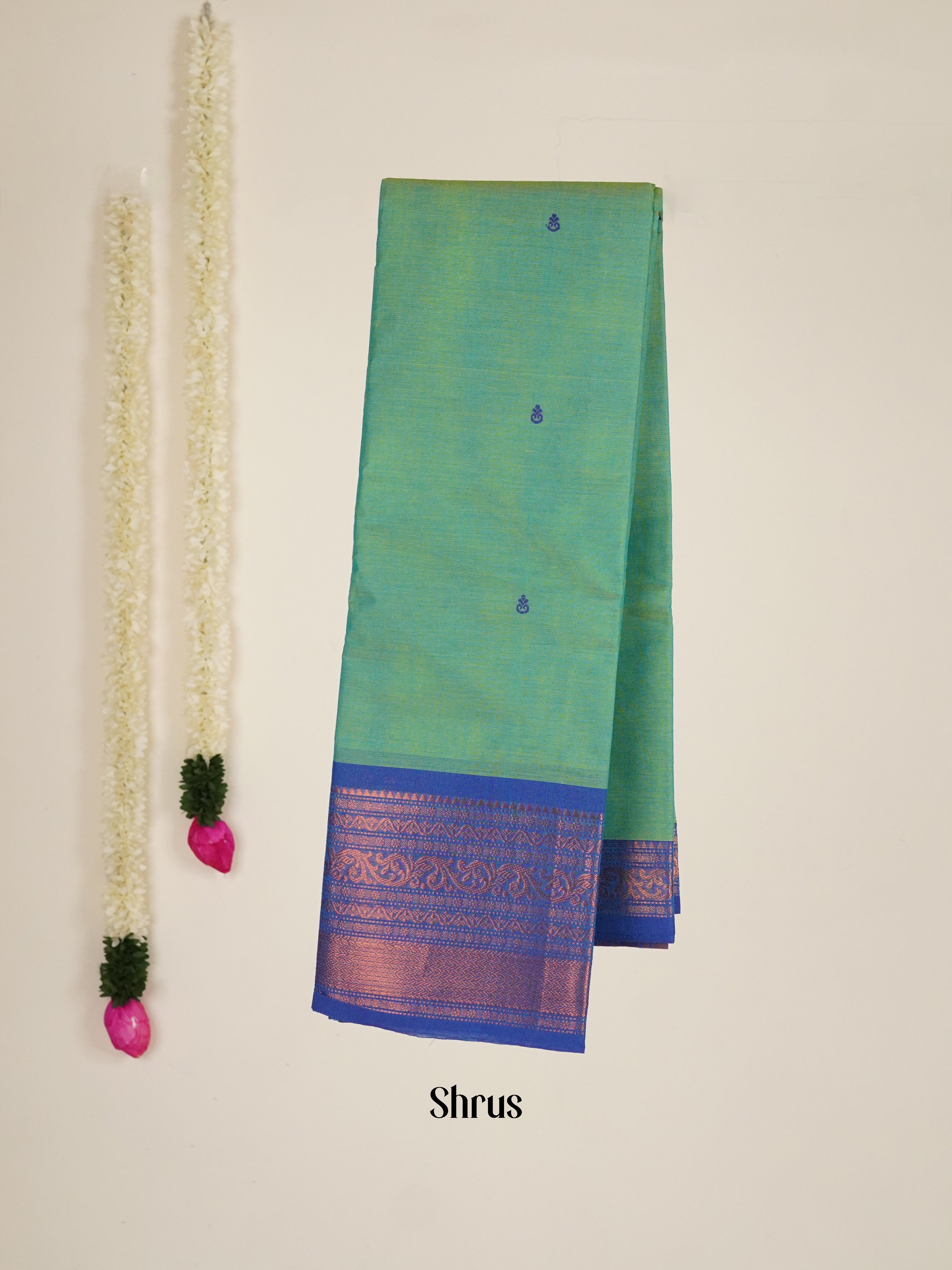 Green & Blue- Chettinad Cotton Saree - Shop on ShrusEternity.com