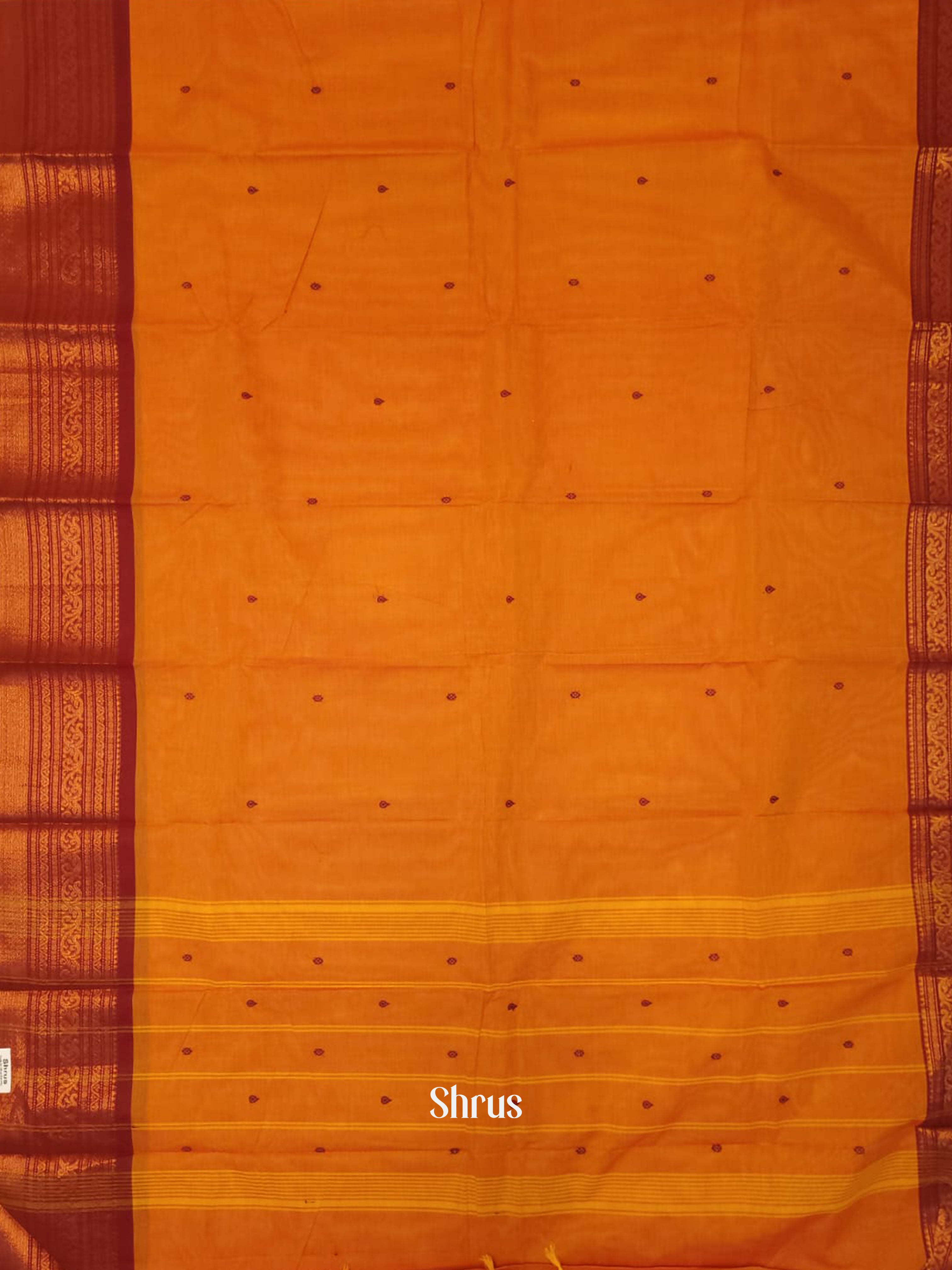 Orange & Maroon - Chettinad Cotton Saree - Shop on ShrusEternity.com