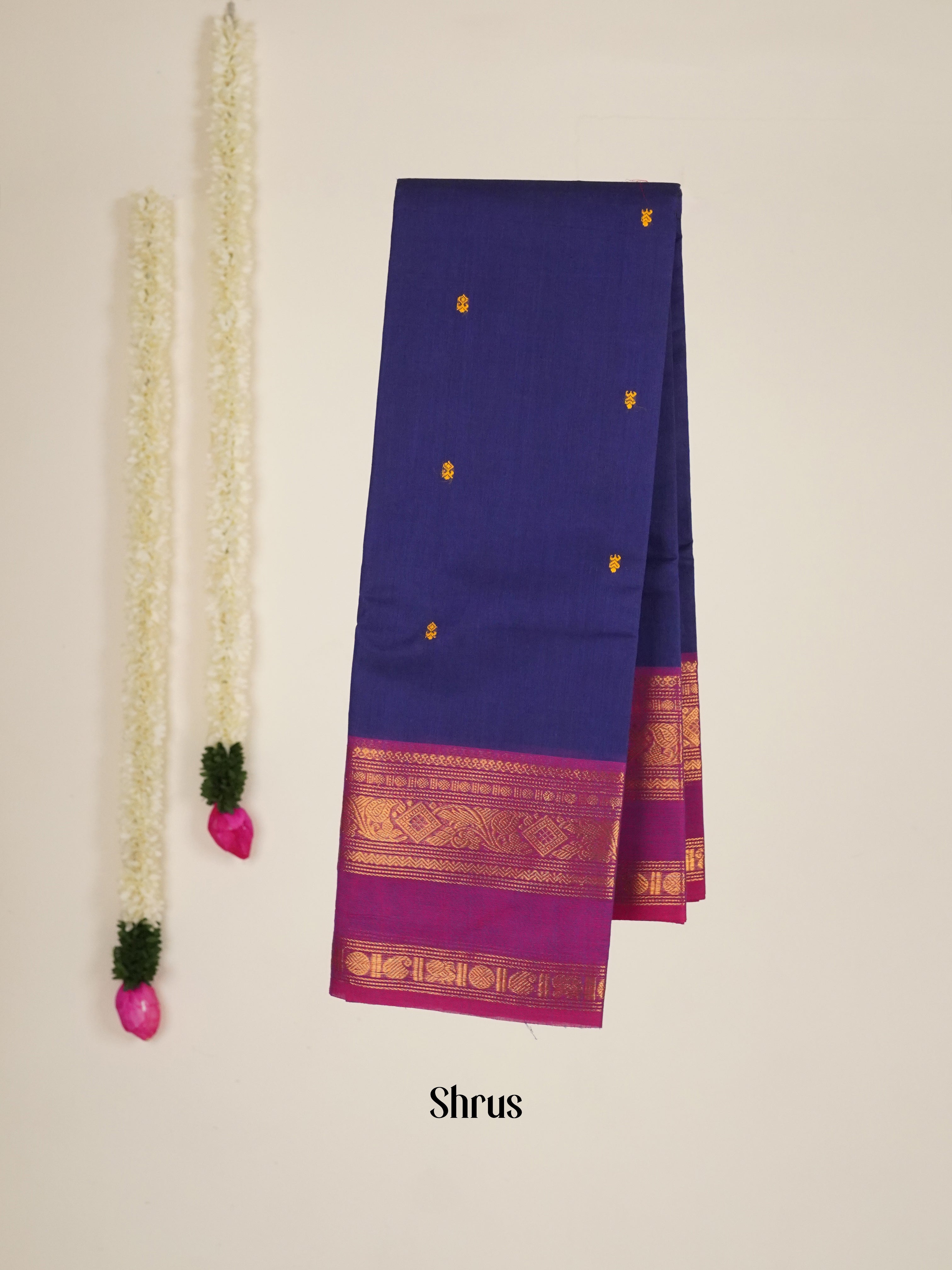 Blue & Pink - Chettinad Cotton Saree - Shop on ShrusEternity.com