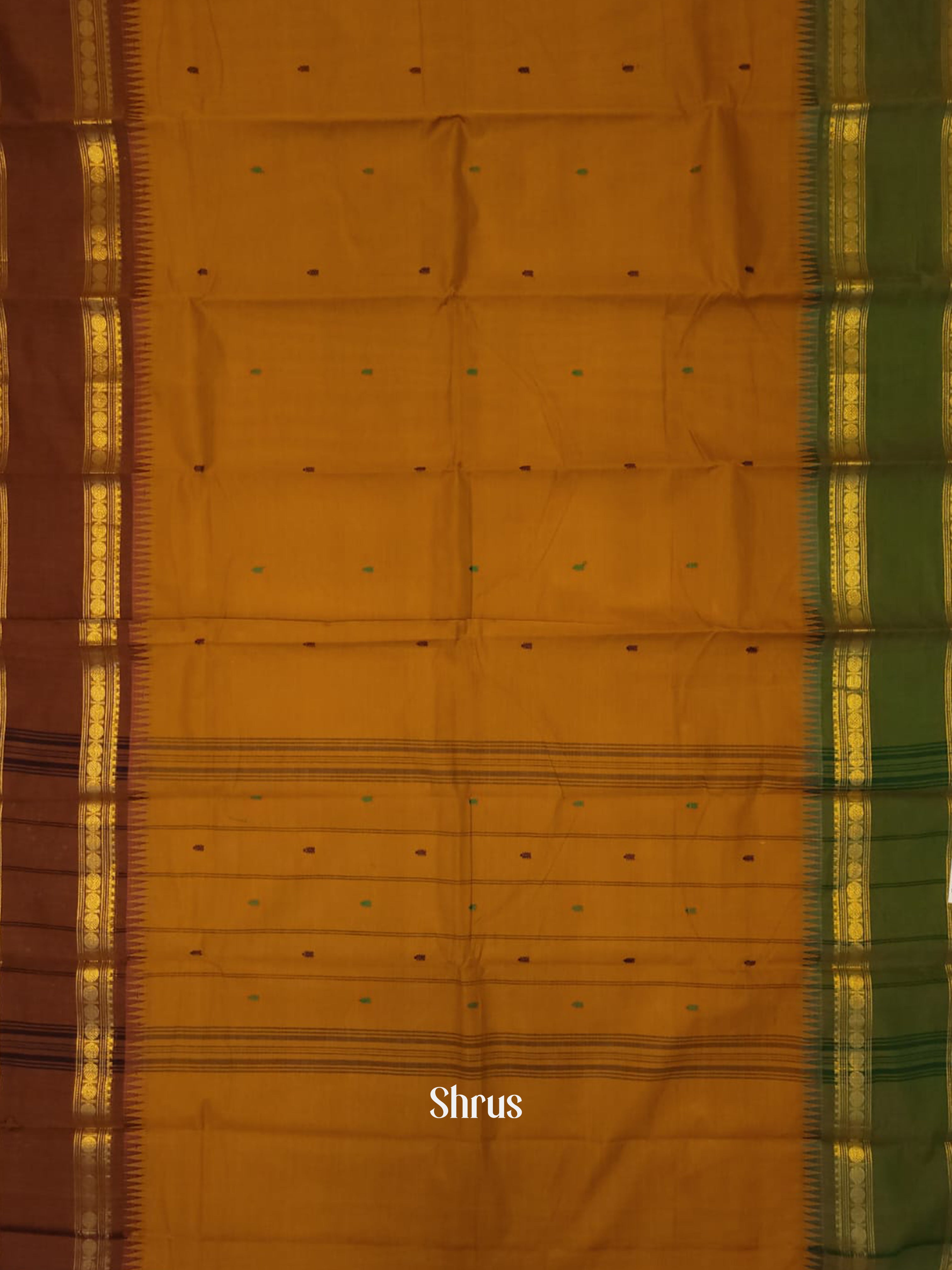 Brick & Green -Chettinad Cotton Saree - Shop on ShrusEternity.com