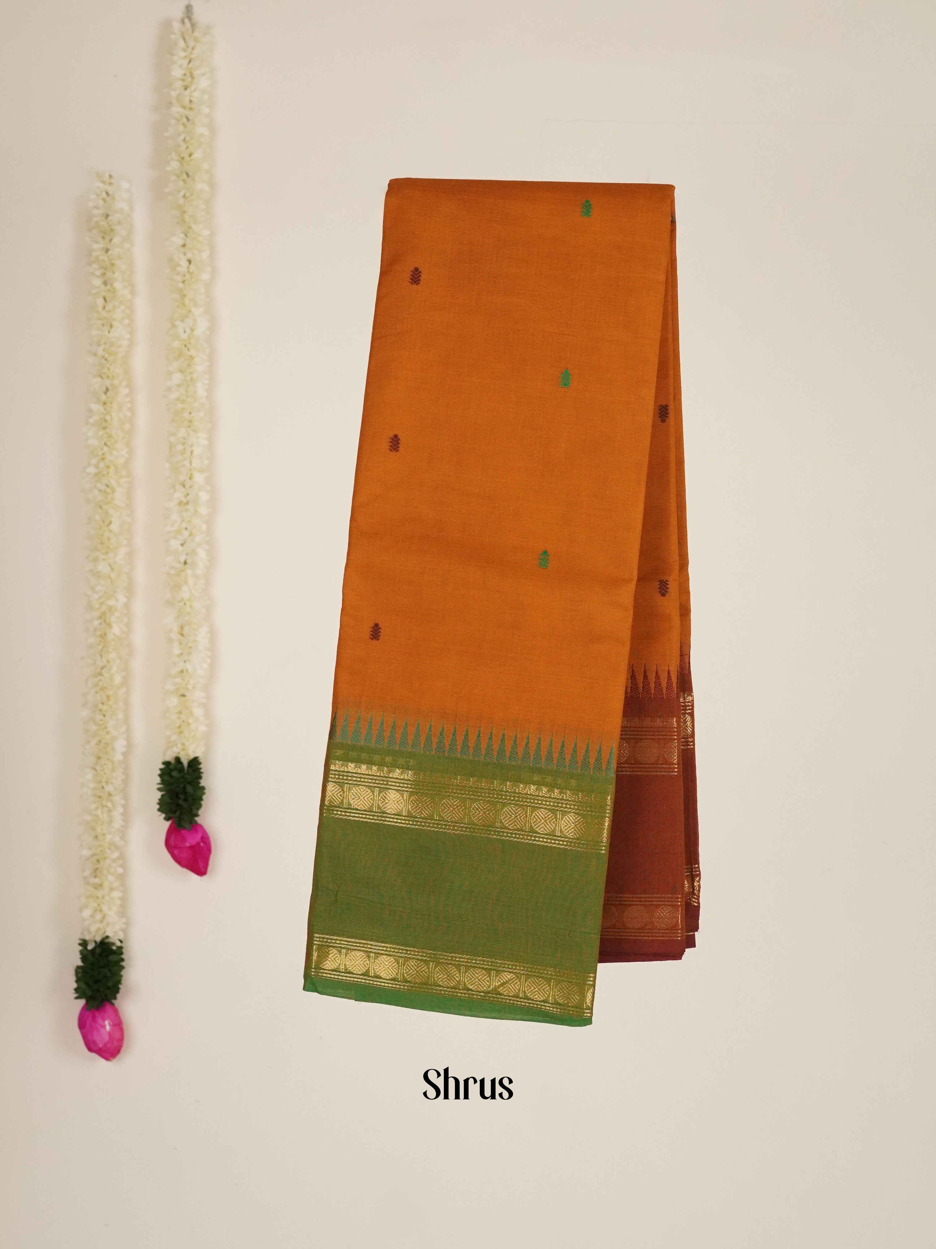Brick & Green -Chettinad Cotton Saree - Shop on ShrusEternity.com