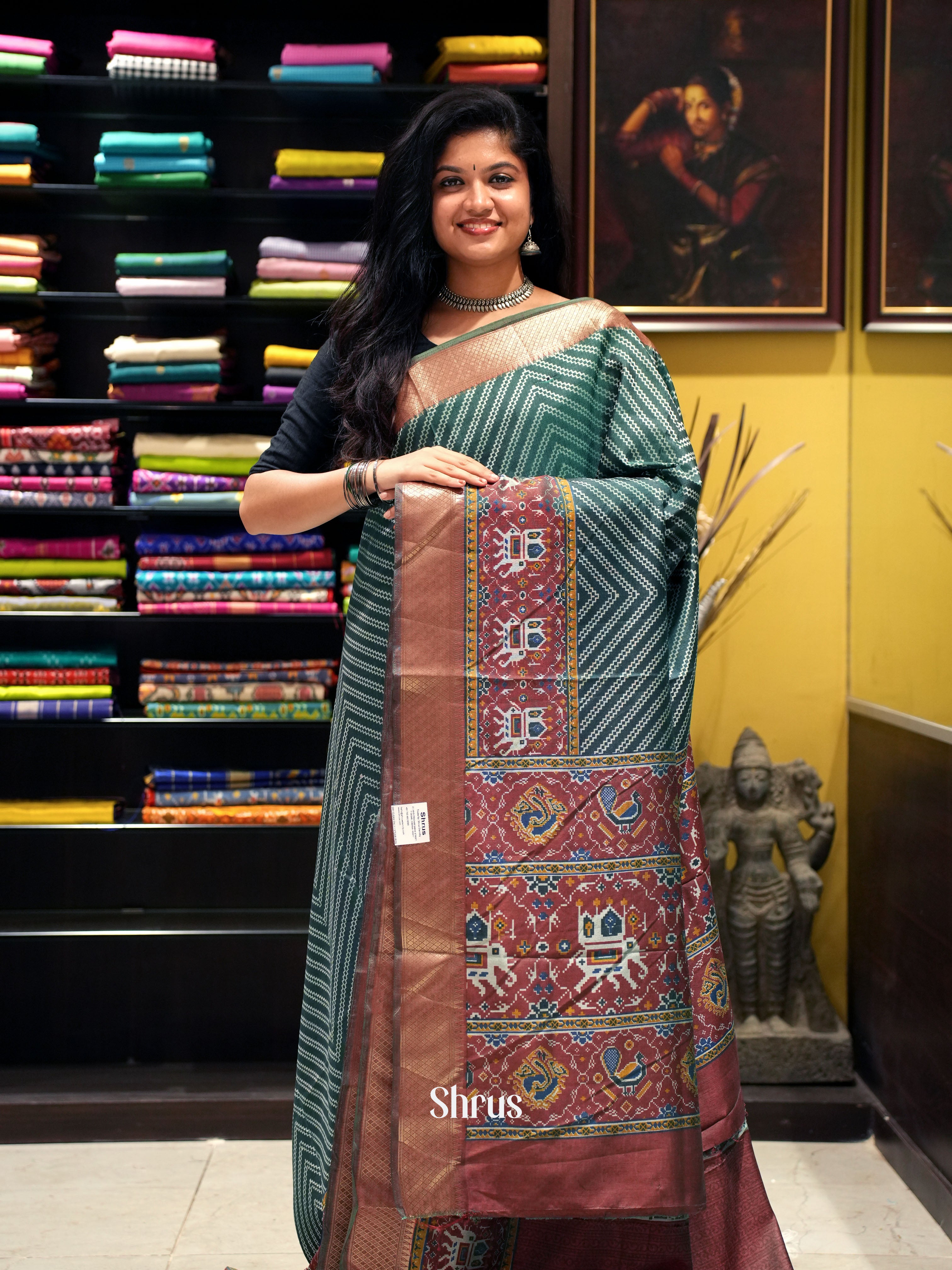 Green & Brown - Semi Patola - Shop on ShrusEternity.com