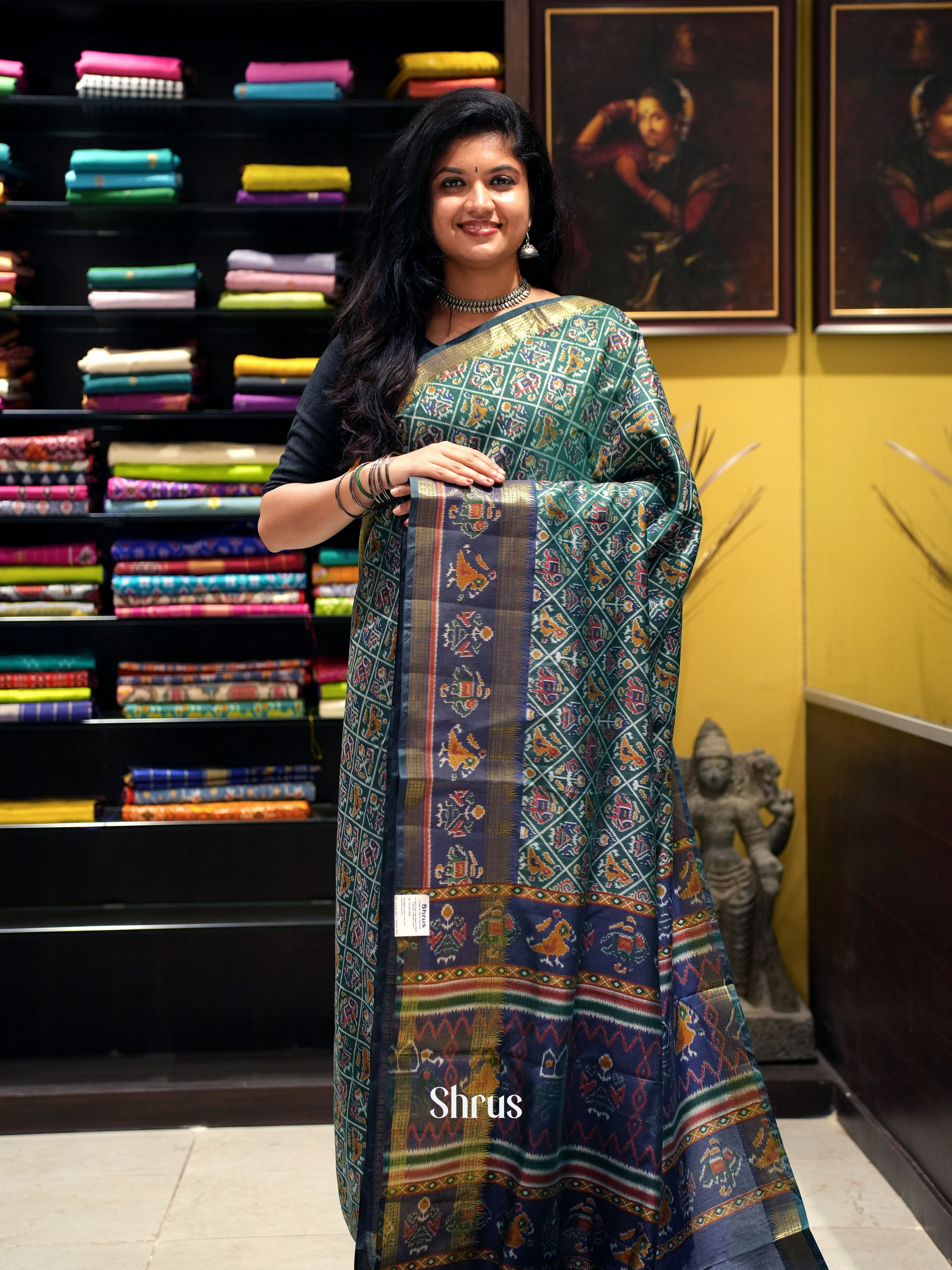 Green & Blue- Semi Patola - Shop on ShrusEternity.com