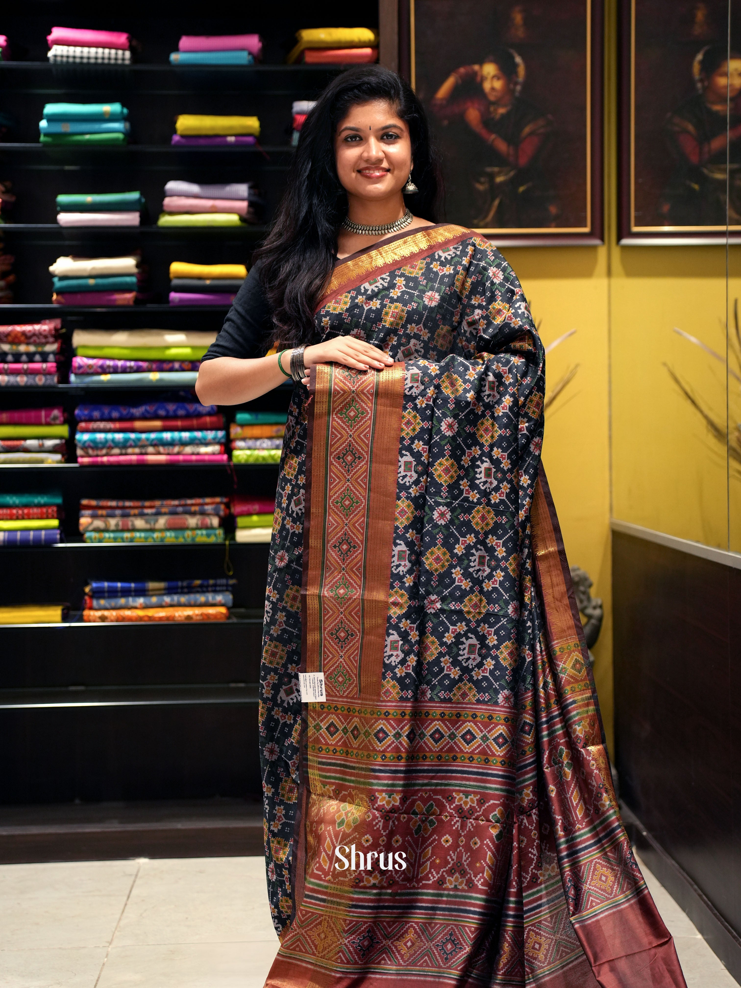 Black & Maroon - Semi Patola - Shop on ShrusEternity.com