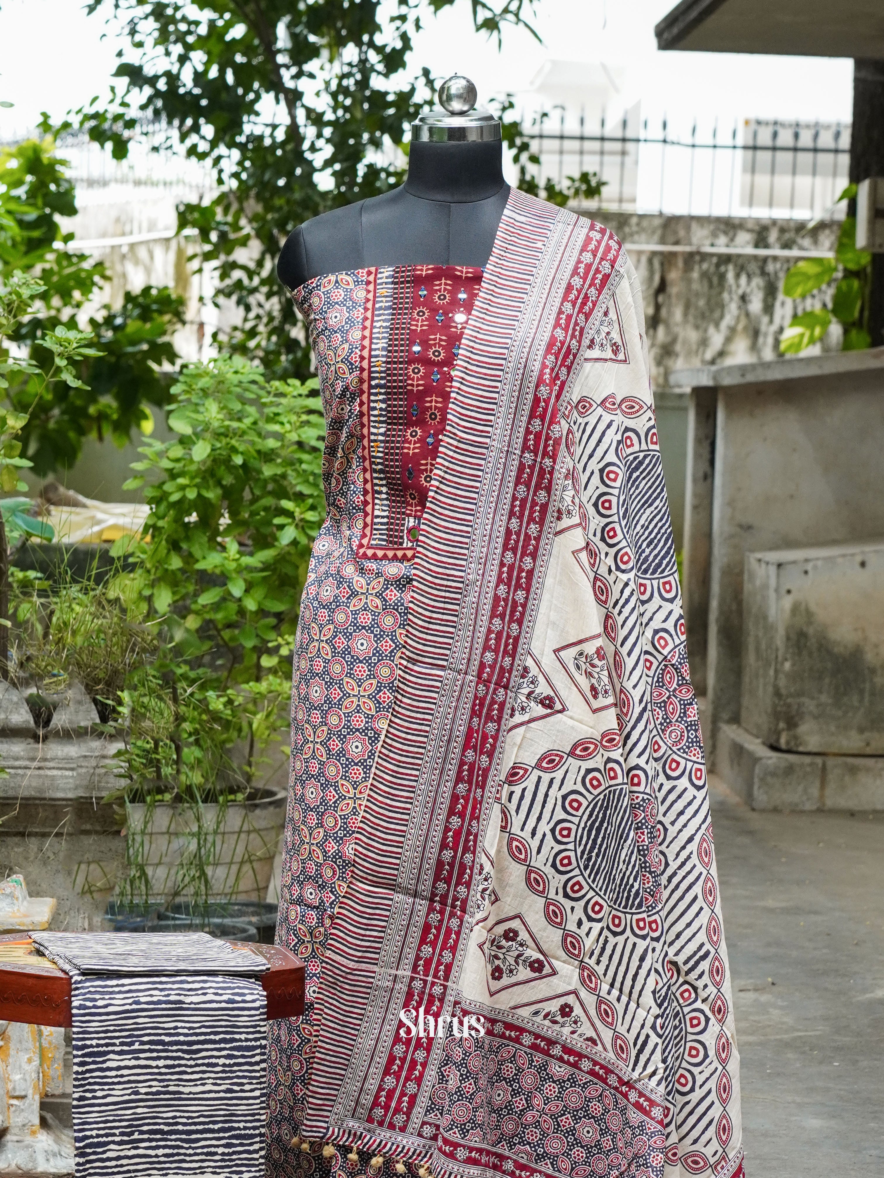 Blue & Cream - Ajrakh Salwar - Shop on ShrusEternity.com