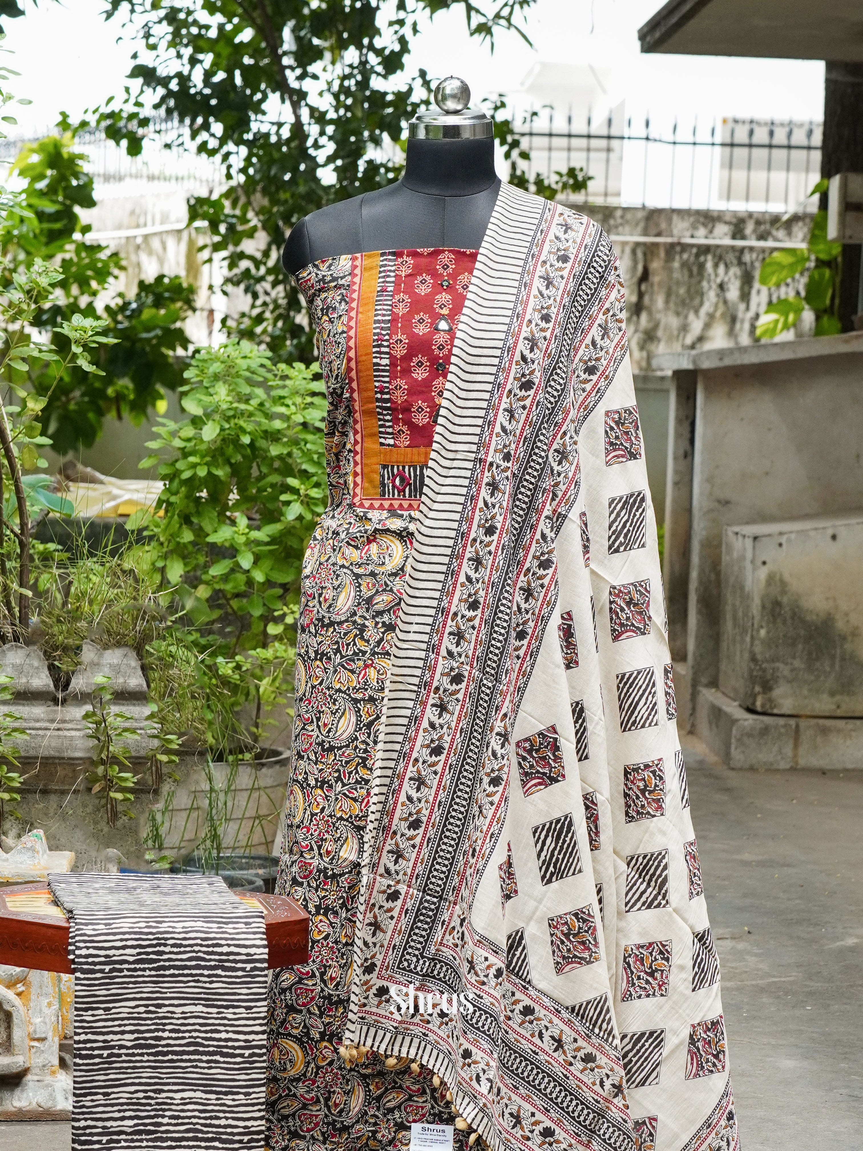 Black & Cream- kalamkari Salwar - Shop on ShrusEternity.com