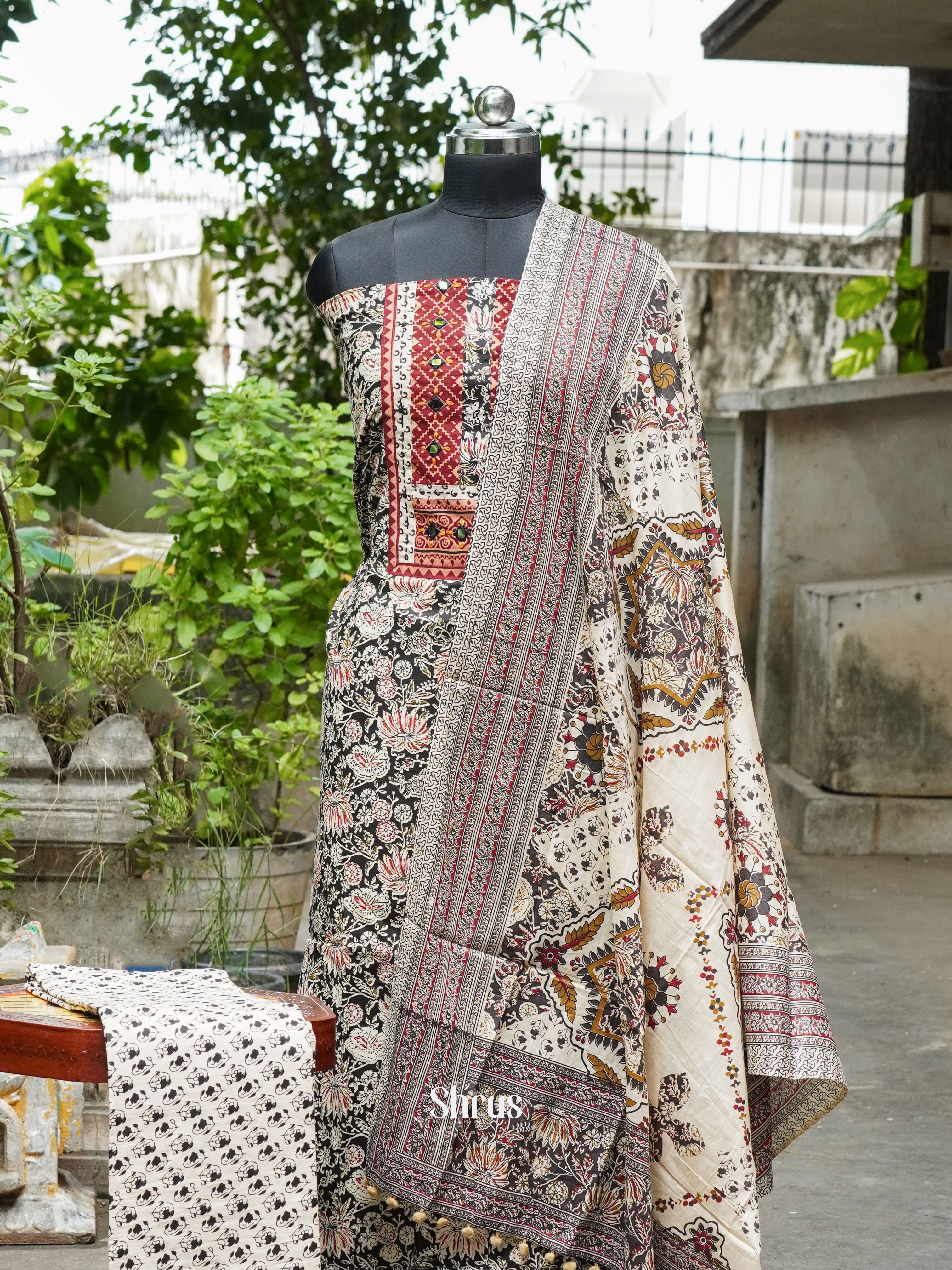 Grey & Cream- kalamkari Salwar - Shop on ShrusEternity.com