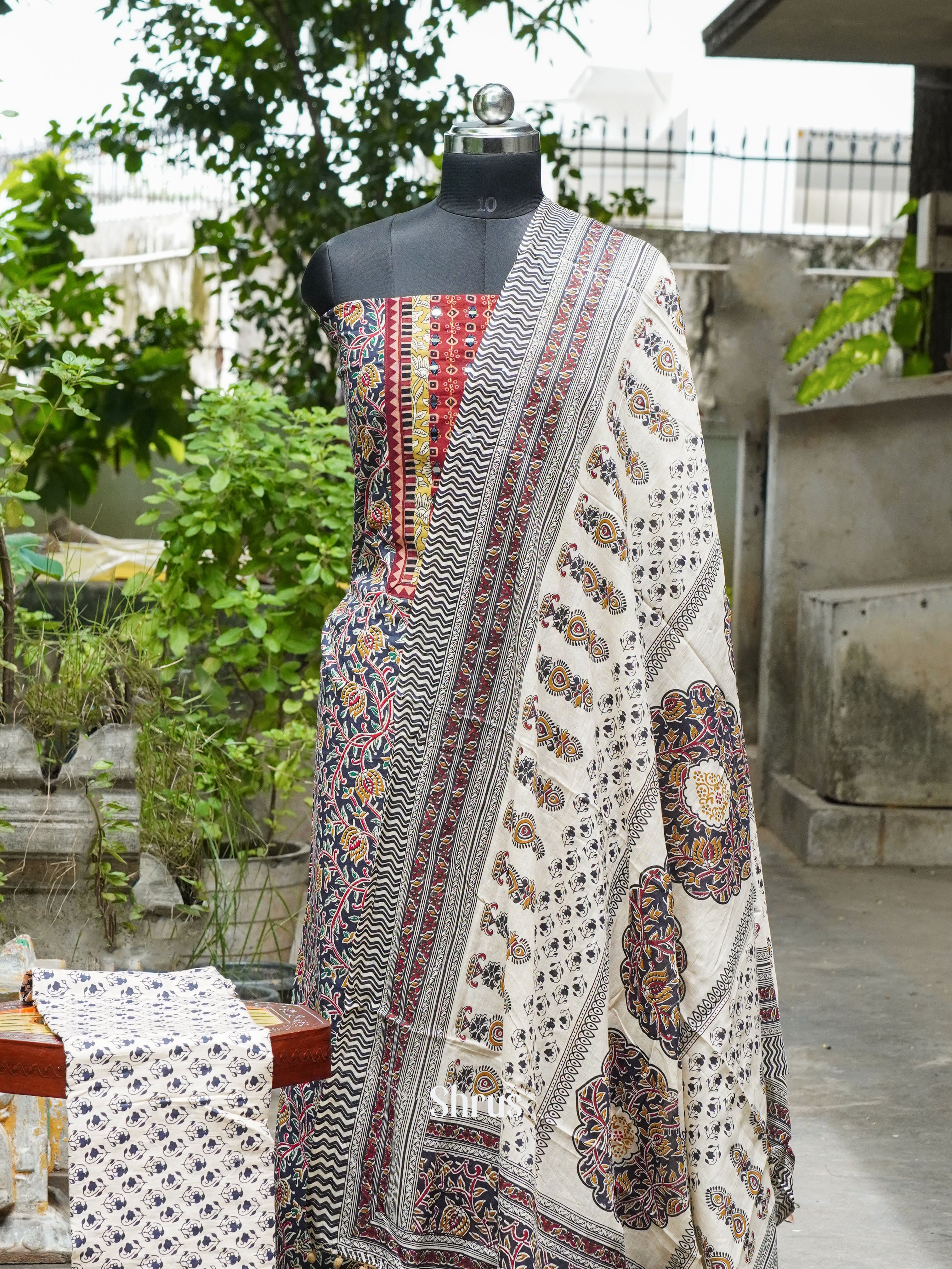 Blue & Cream - kalamkari Salwar - Shop on ShrusEternity.com