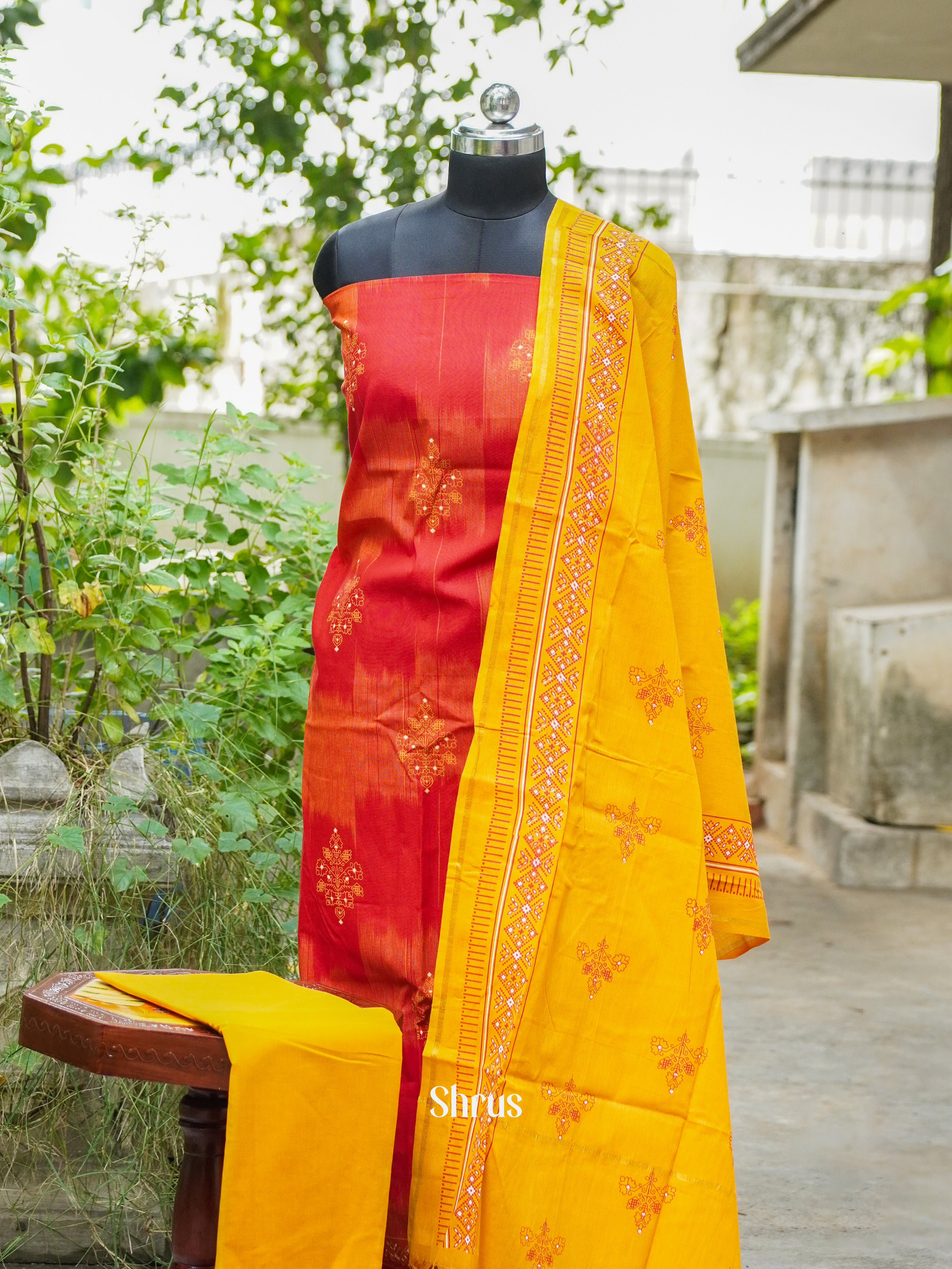 Red & Yellow - Cotton salwar - Shop on ShrusEternity.com