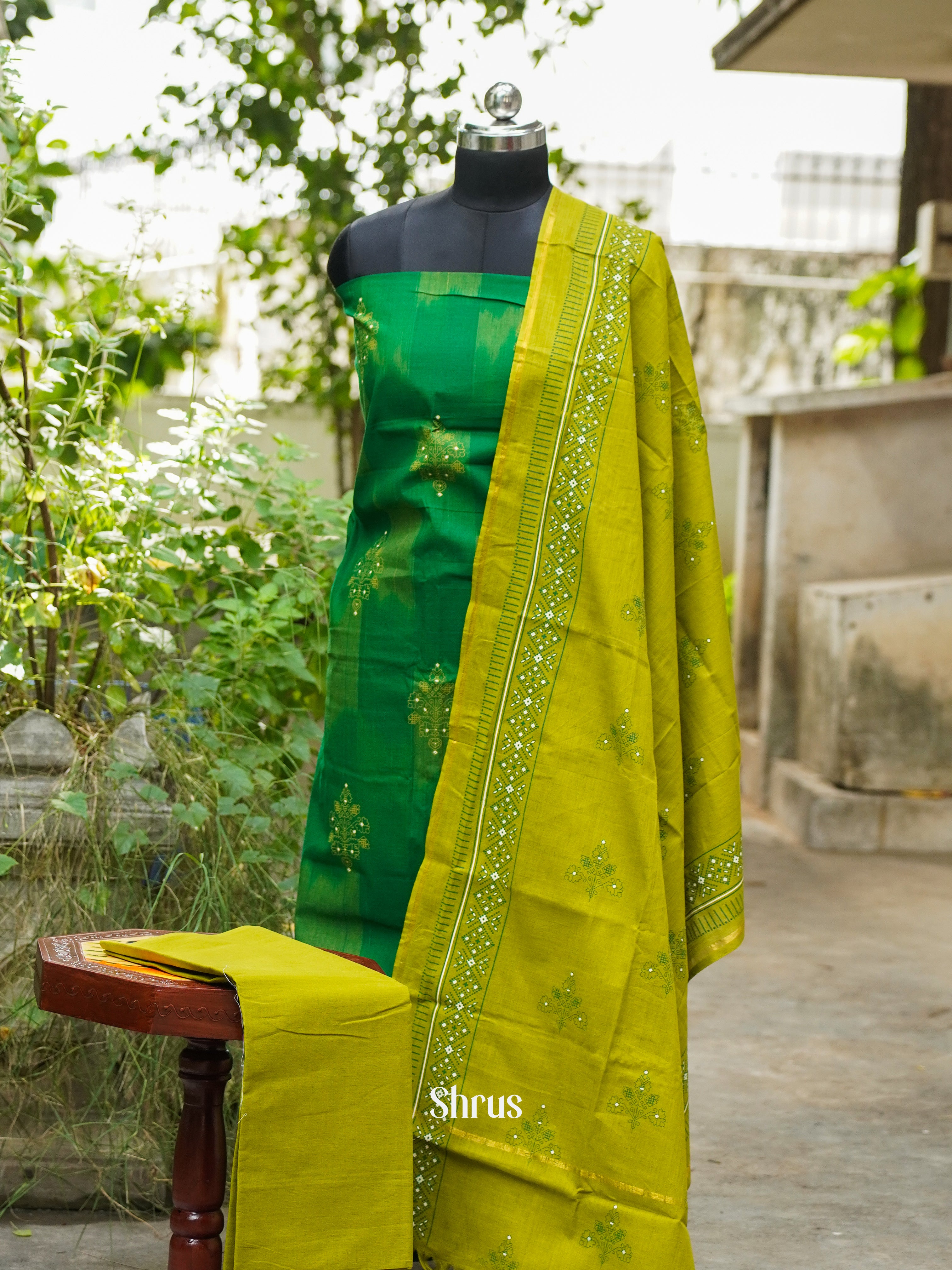 Green & Light Green - Cotton salwar - Shop on ShrusEternity.com