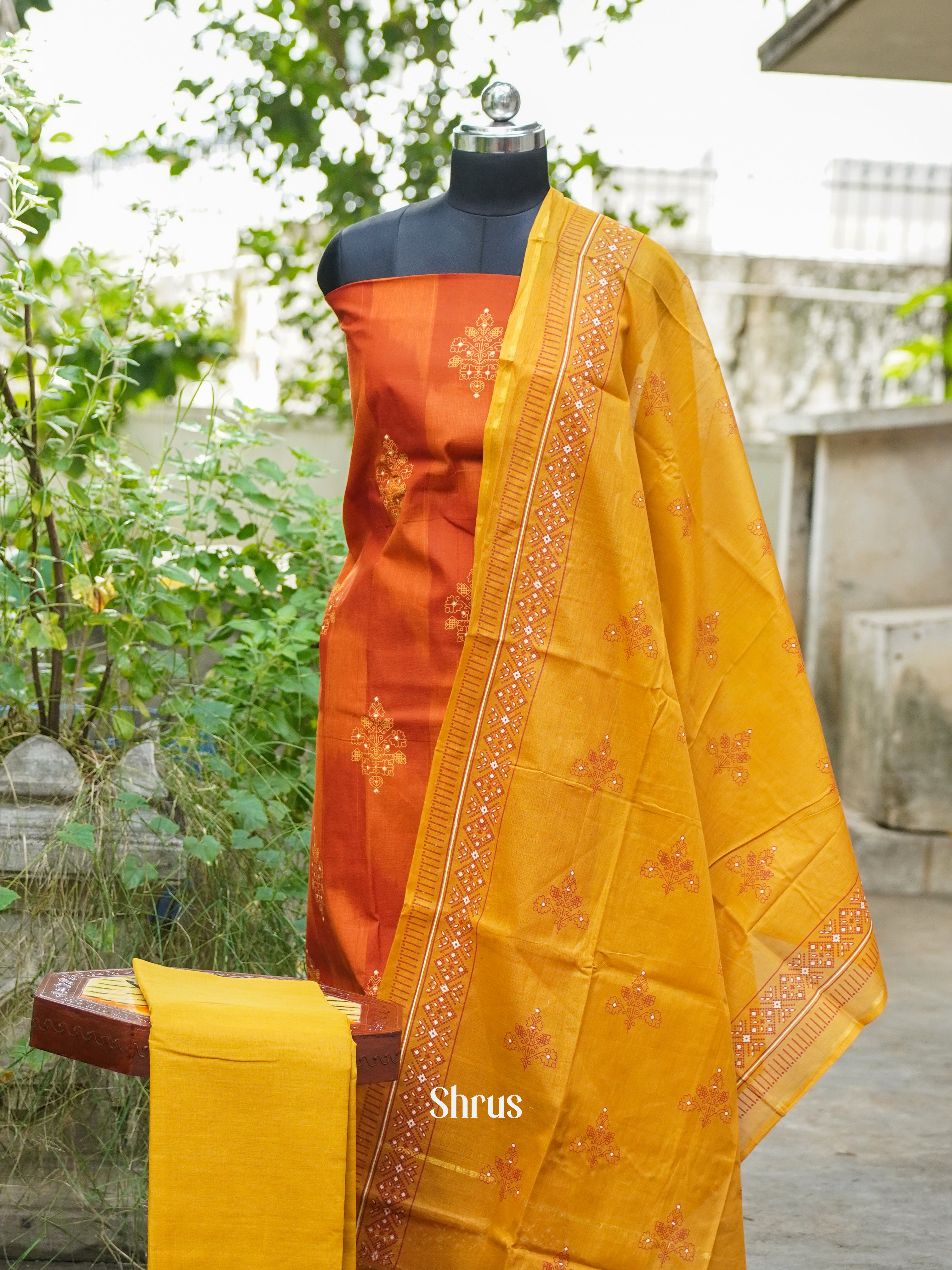 Orange & Yellow - Cotton salwar - Shop on ShrusEternity.com