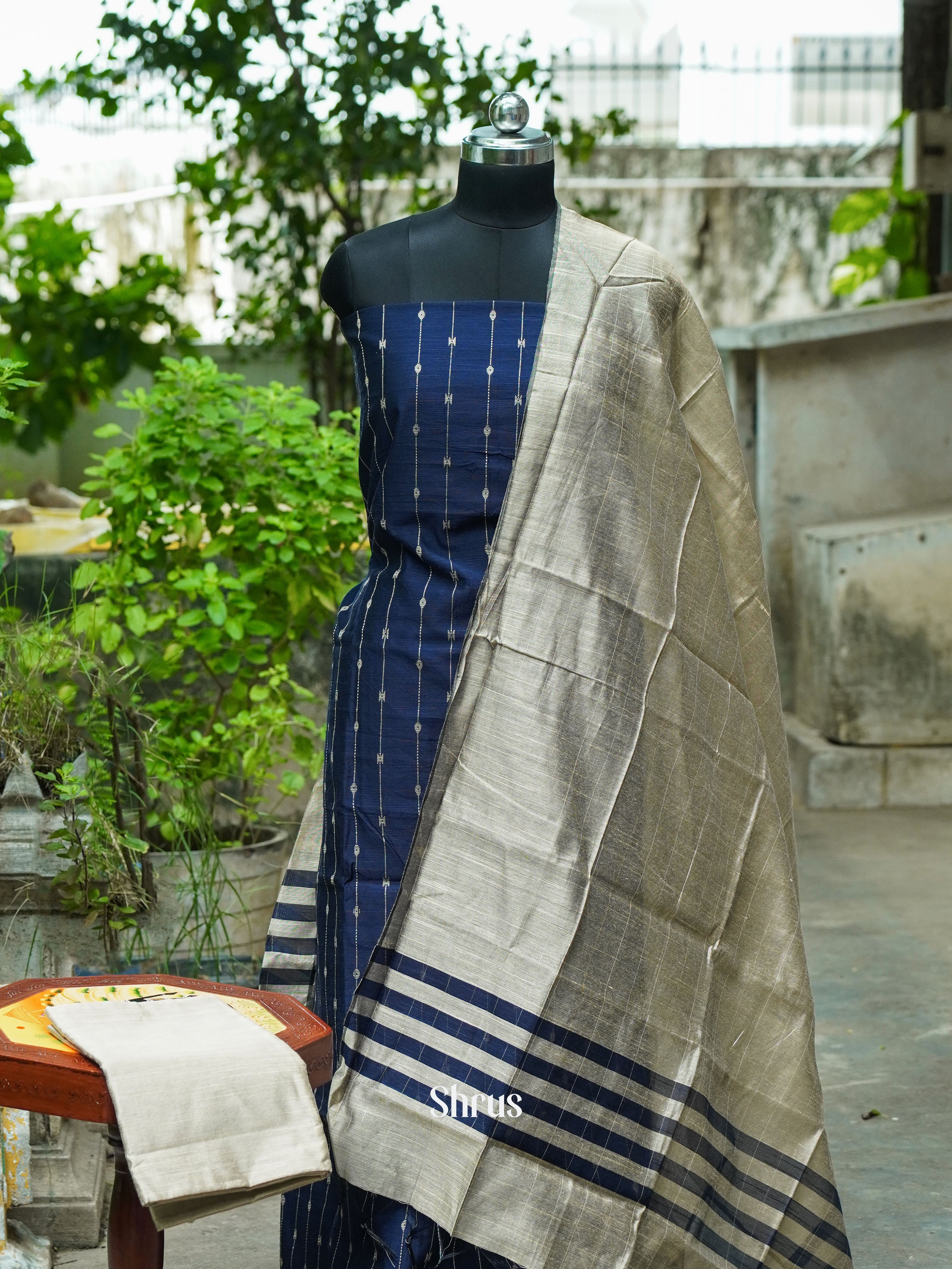 Blue & Grey- Cotton salwar - Shop on ShrusEternity.com