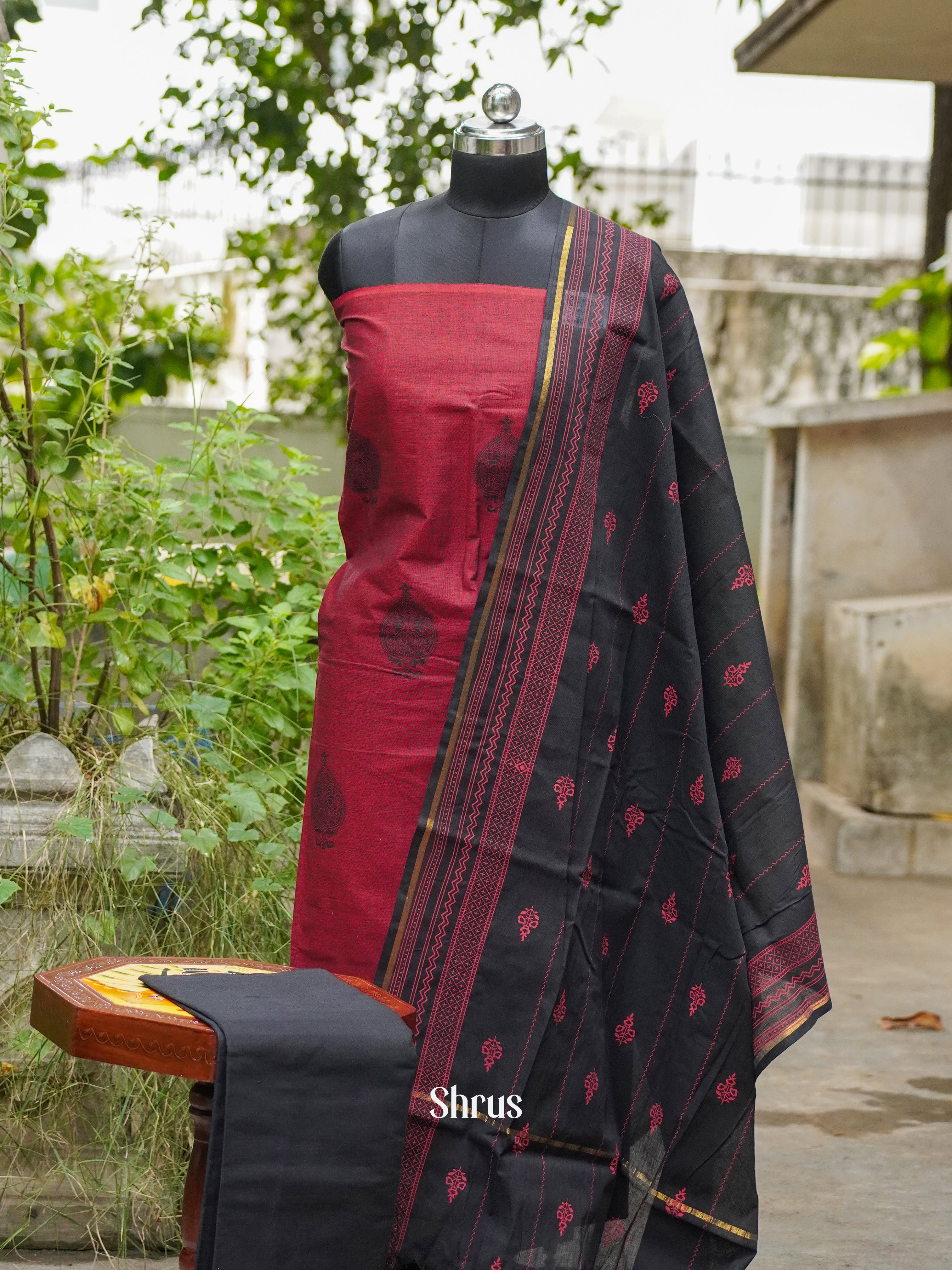 Red & Black - Cotton salwar - Shop on ShrusEternity.com