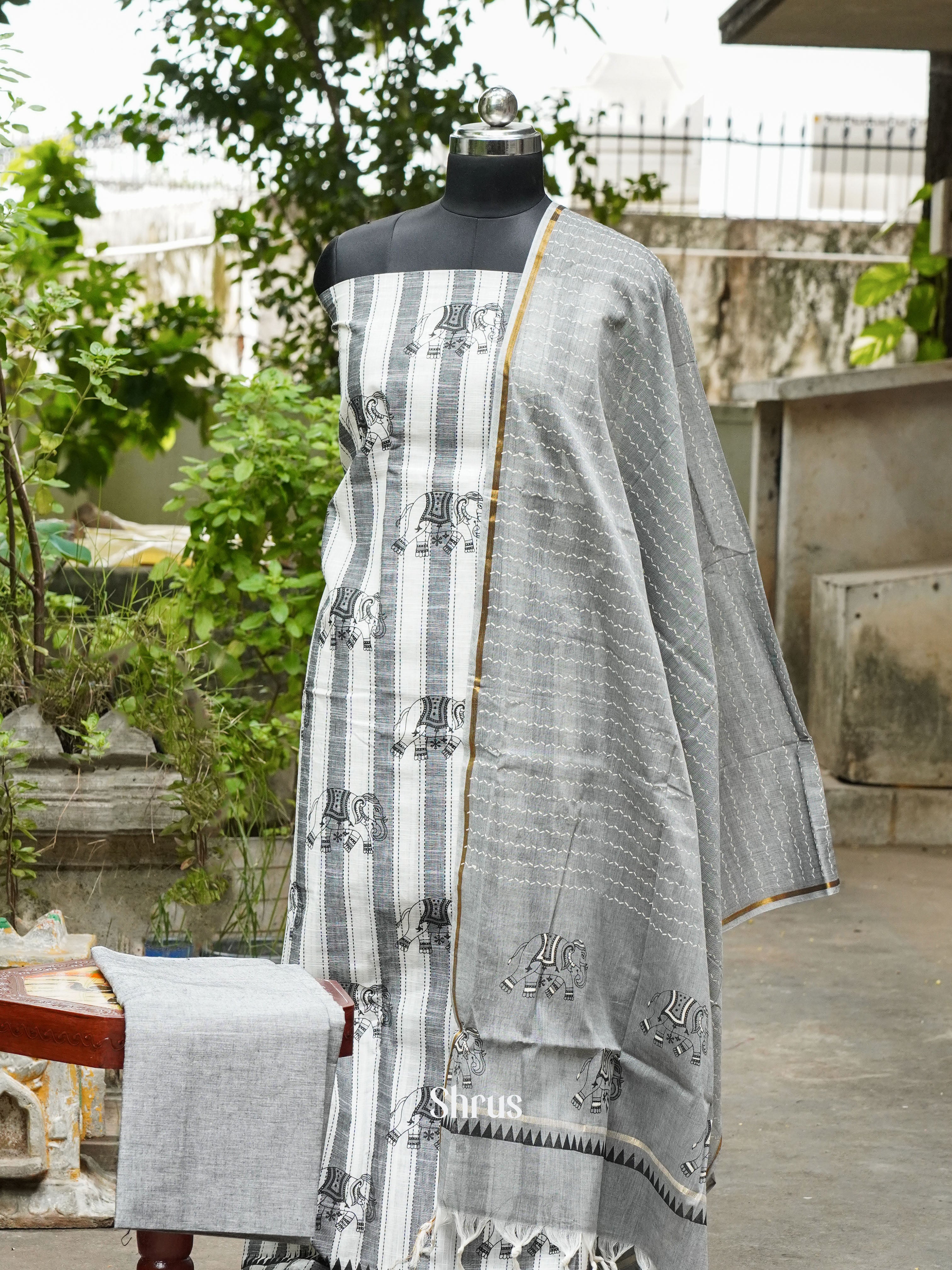 White & Grey - Cotton salwar - Shop on ShrusEternity.com