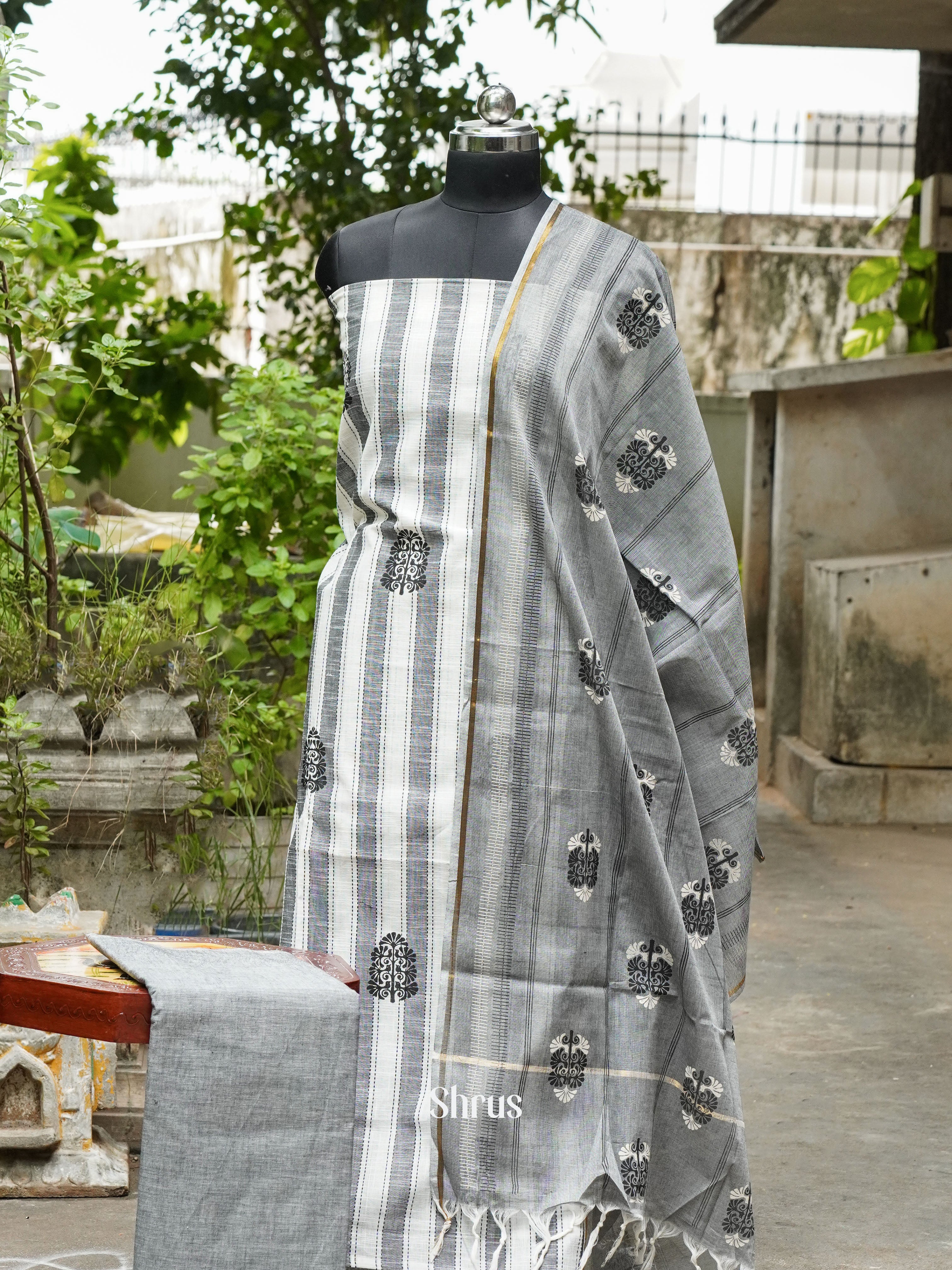 White & Grey - Cotton salwar - Shop on ShrusEternity.com