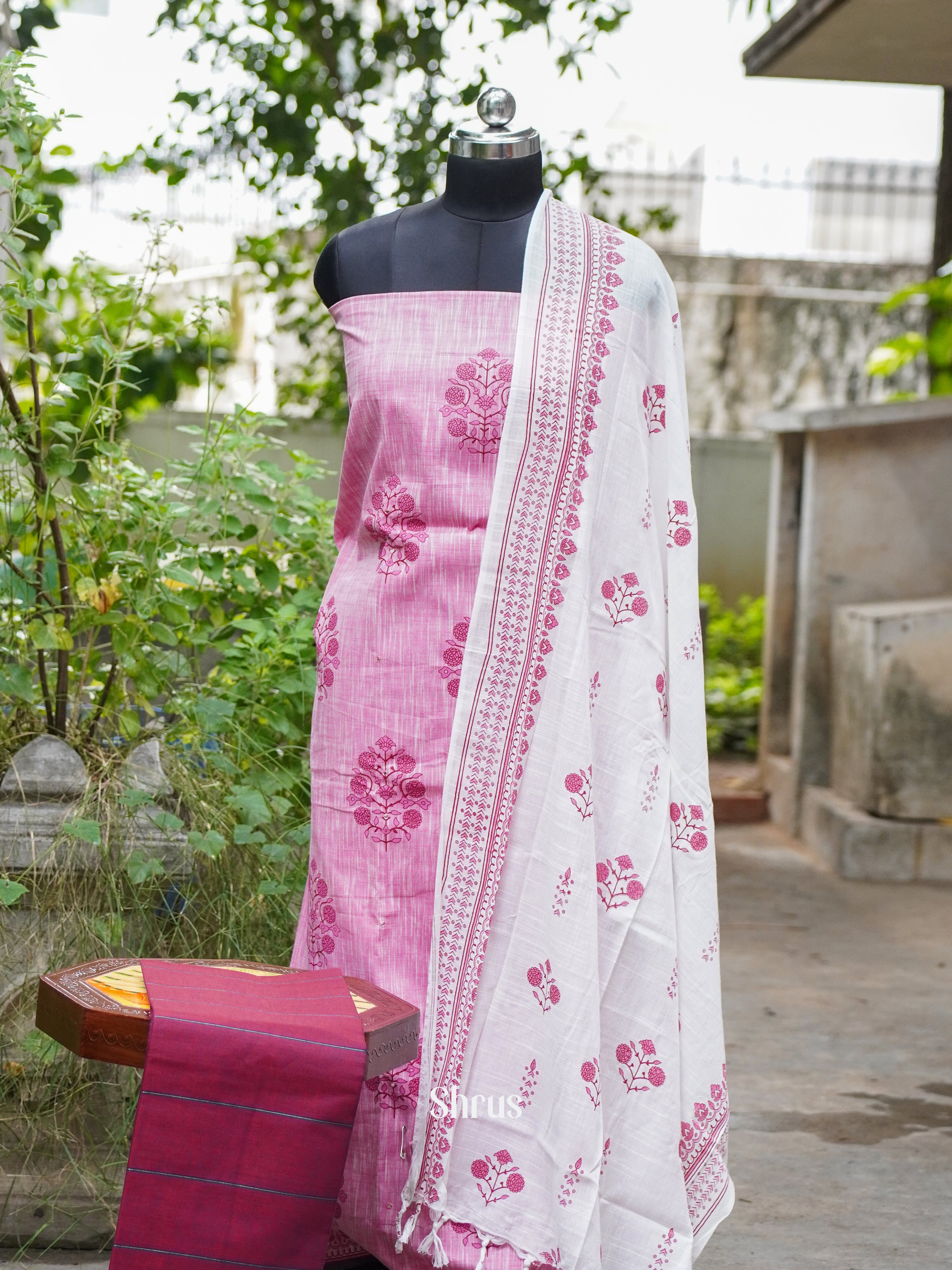 Pink & White - Cotton salwar - Shop on ShrusEternity.com