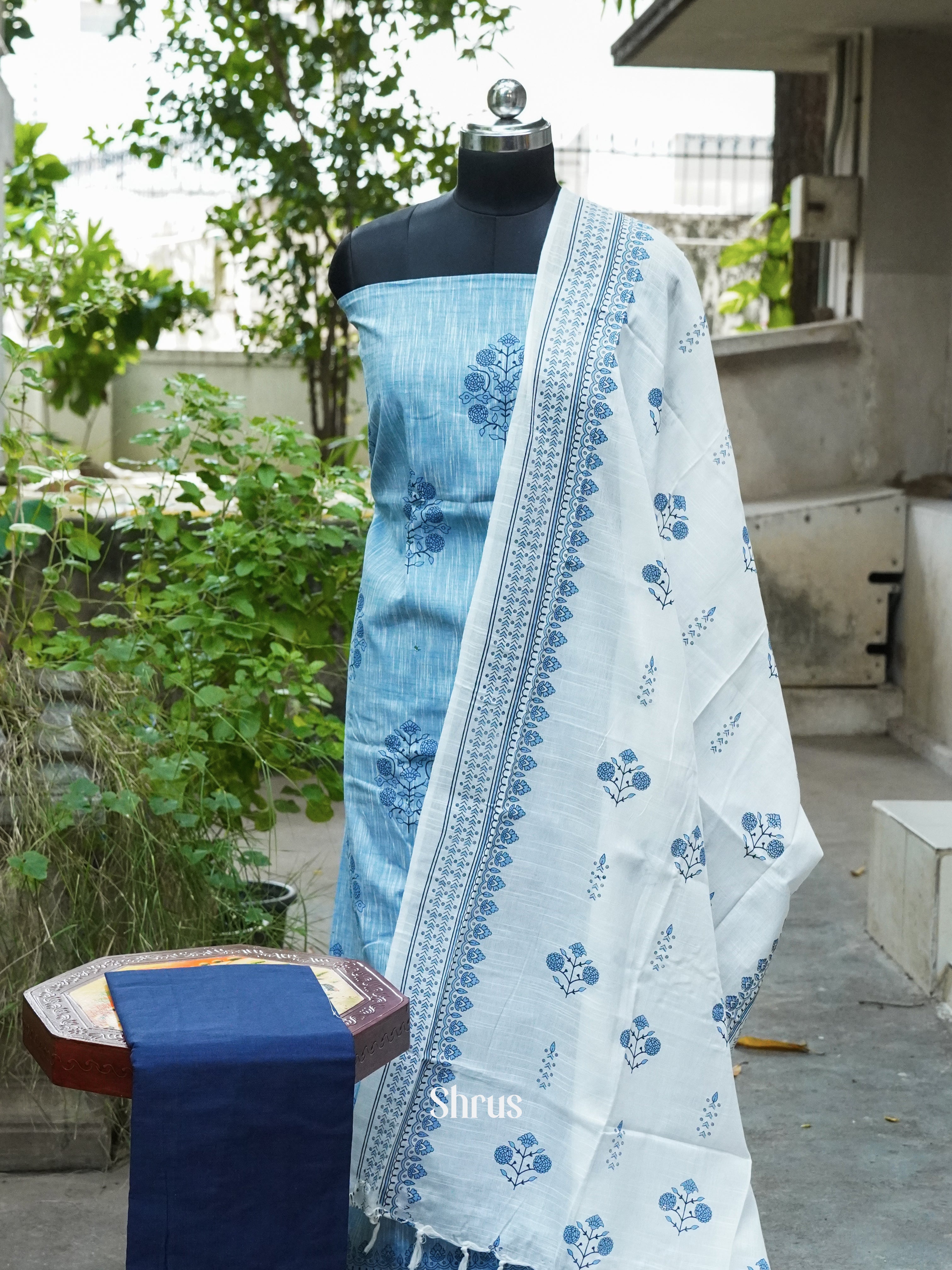 Blue & White - Cotton salwar - Shop on ShrusEternity.com
