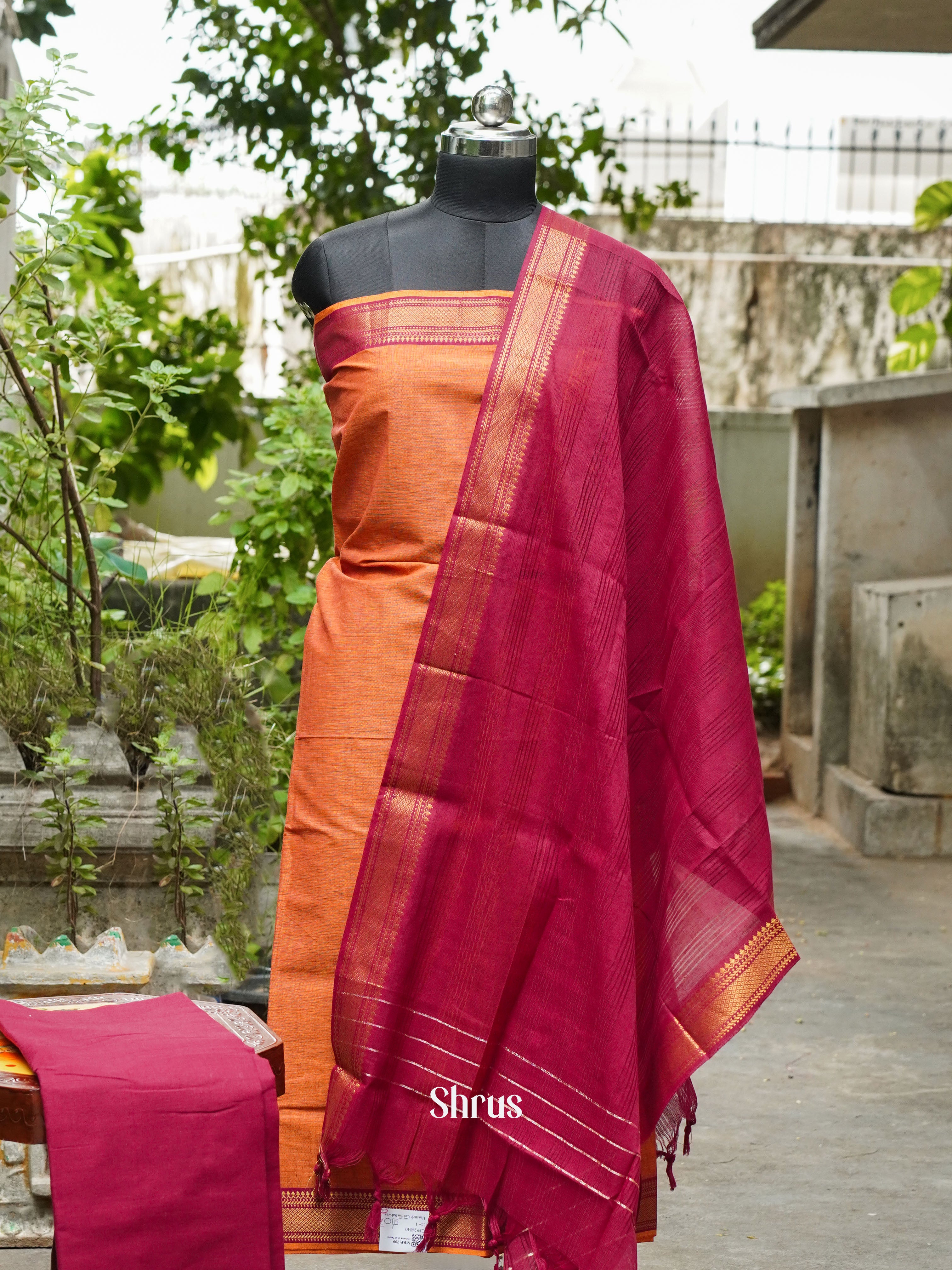 Orange & Red - Cotton salwar - Shop on ShrusEternity.com