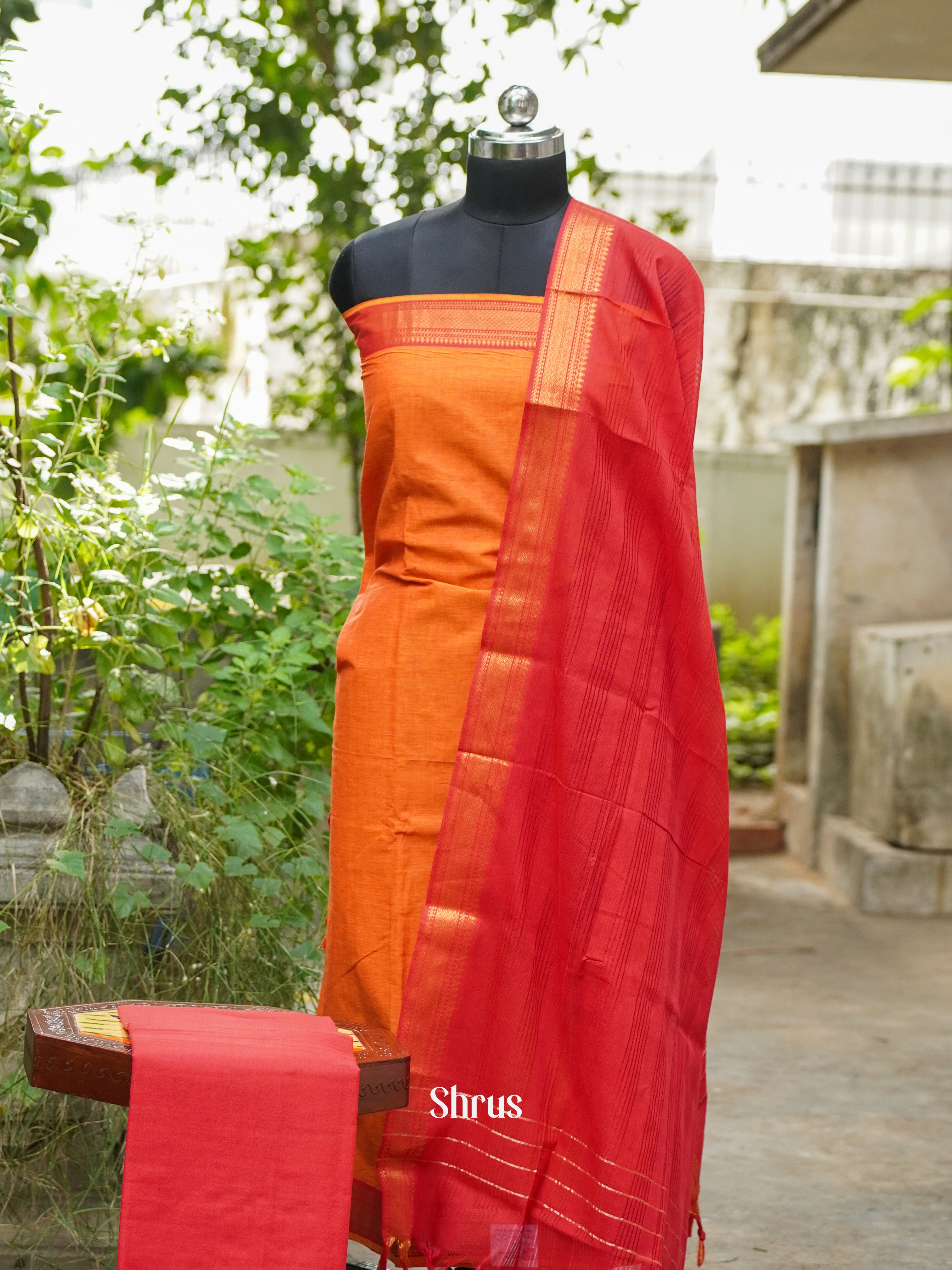 Orang& Red - Cotton salwar - Shop on ShrusEternity.com