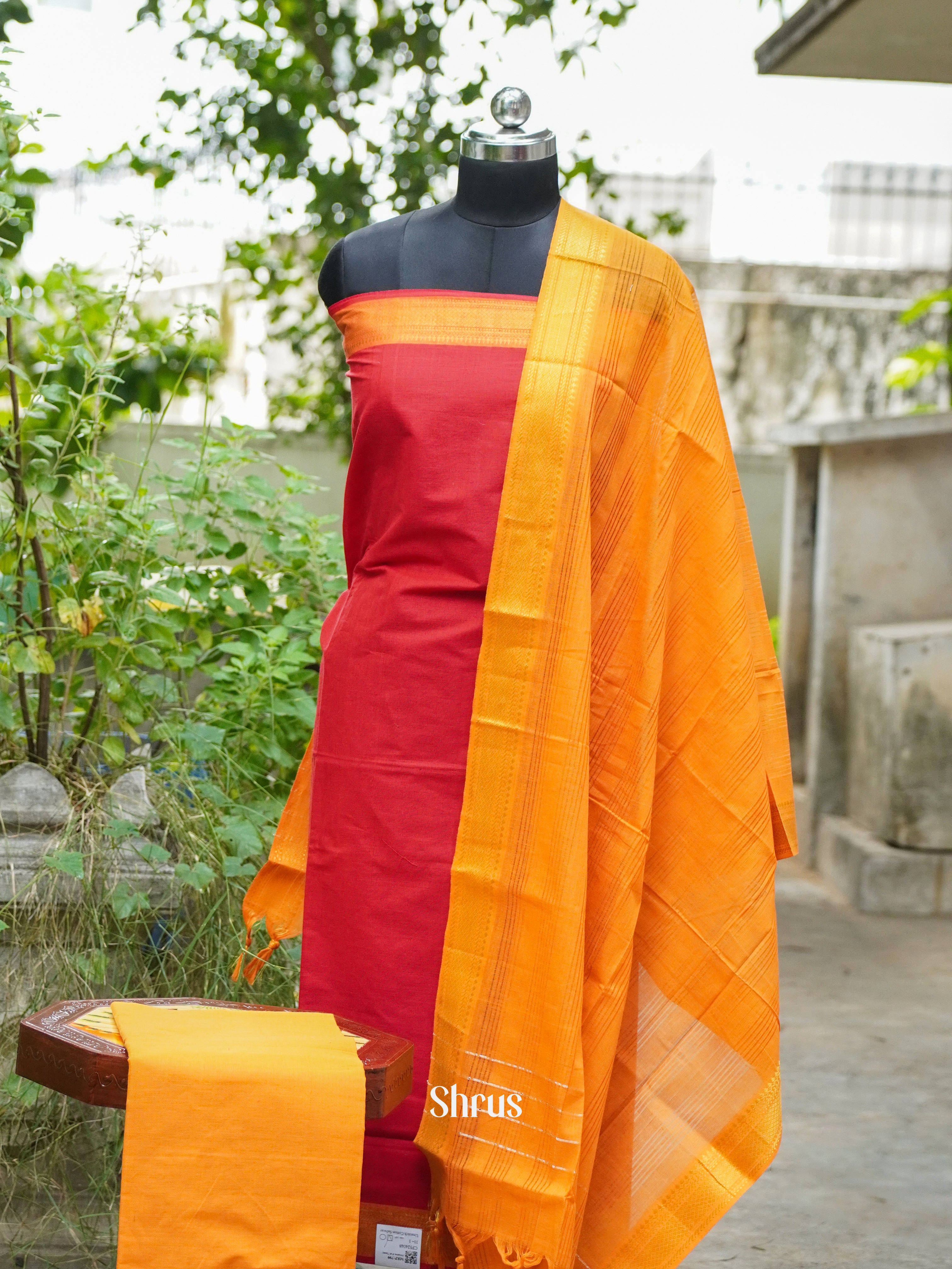 Red & Yellow - Cotton salwar - Shop on ShrusEternity.com