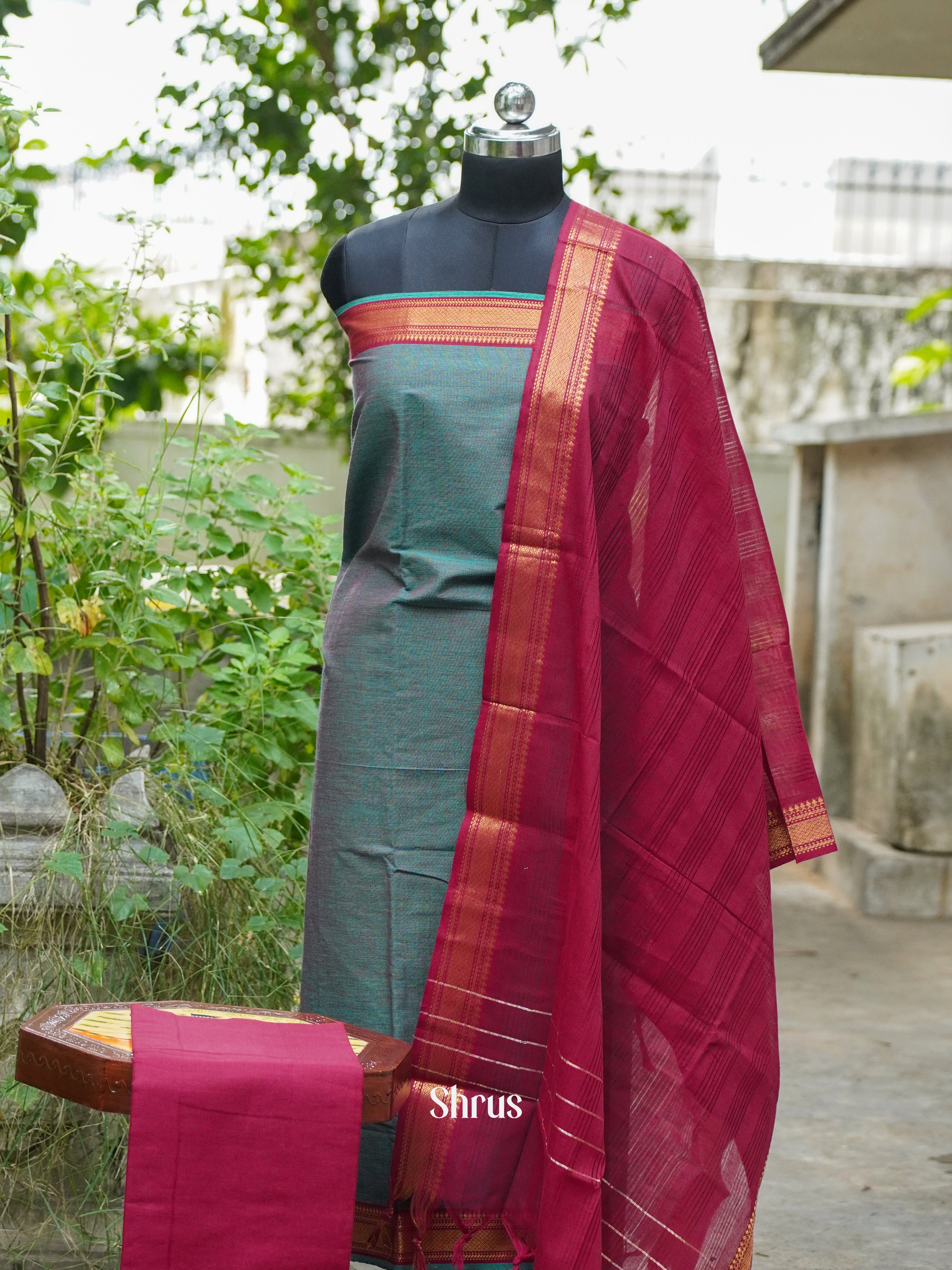 Grey & Red - Cotton salwar - Shop on ShrusEternity.com