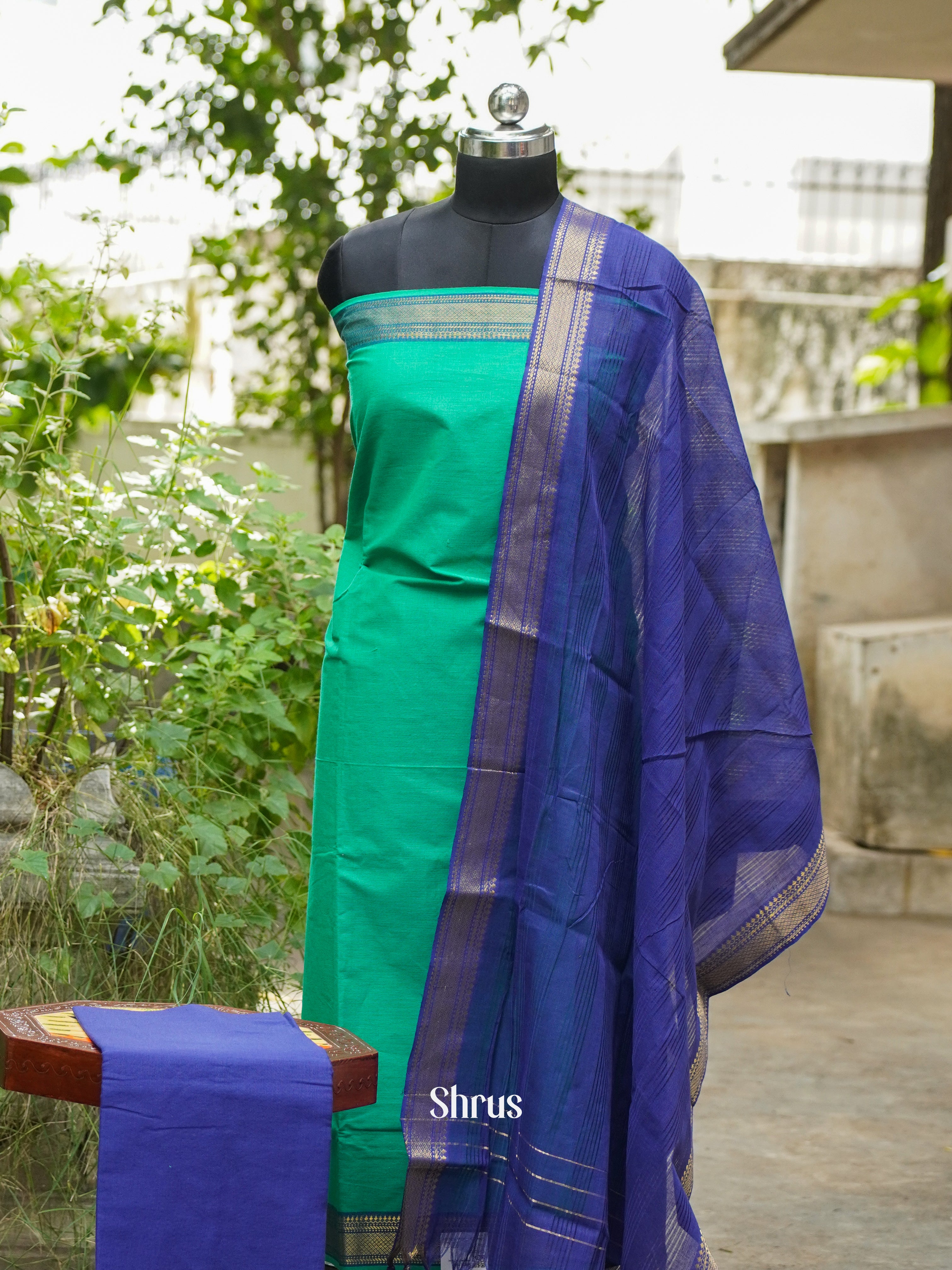 Green & Blue - Cotton salwar - Shop on ShrusEternity.com