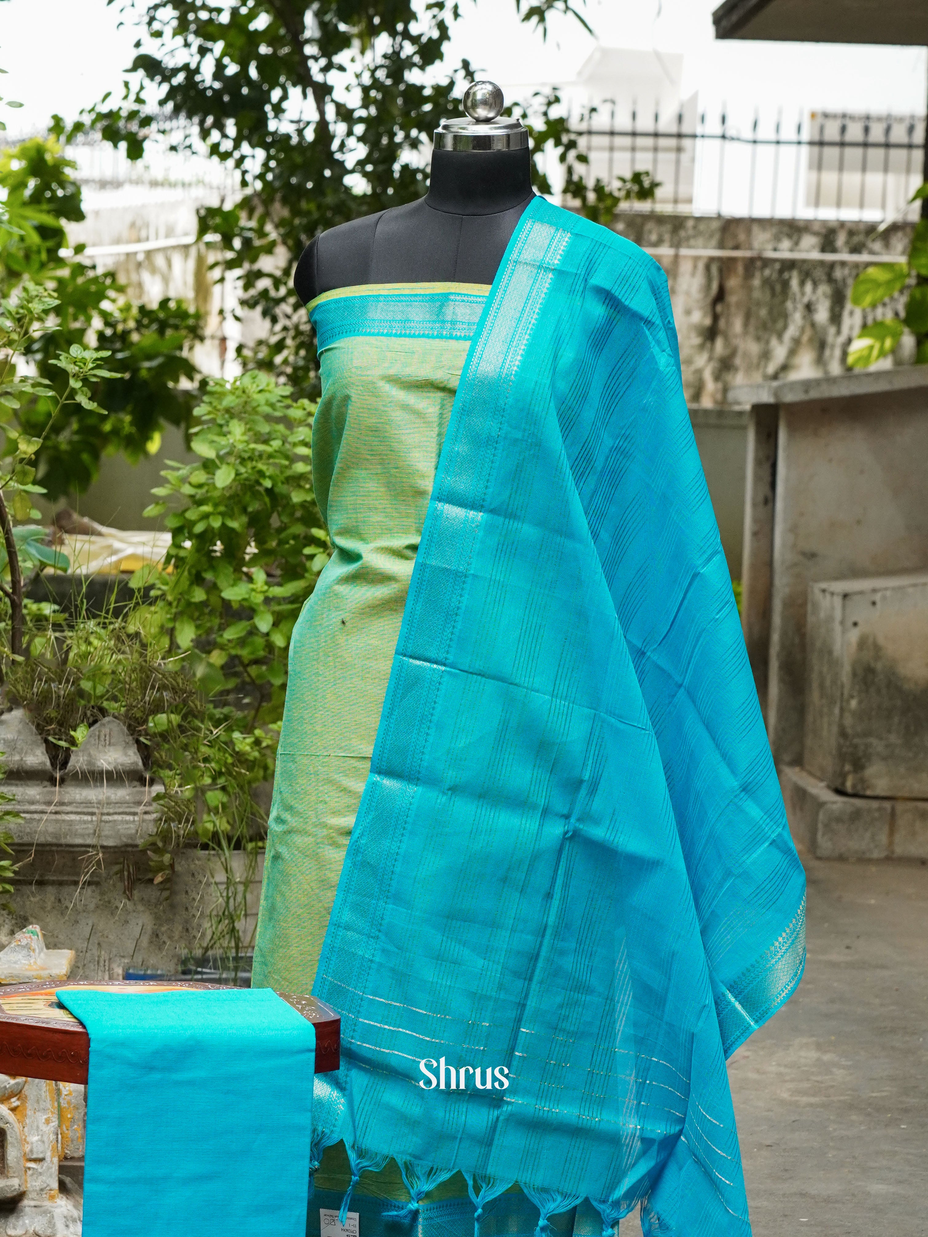 Green & Blue - Cotton salwar - Shop on ShrusEternity.com
