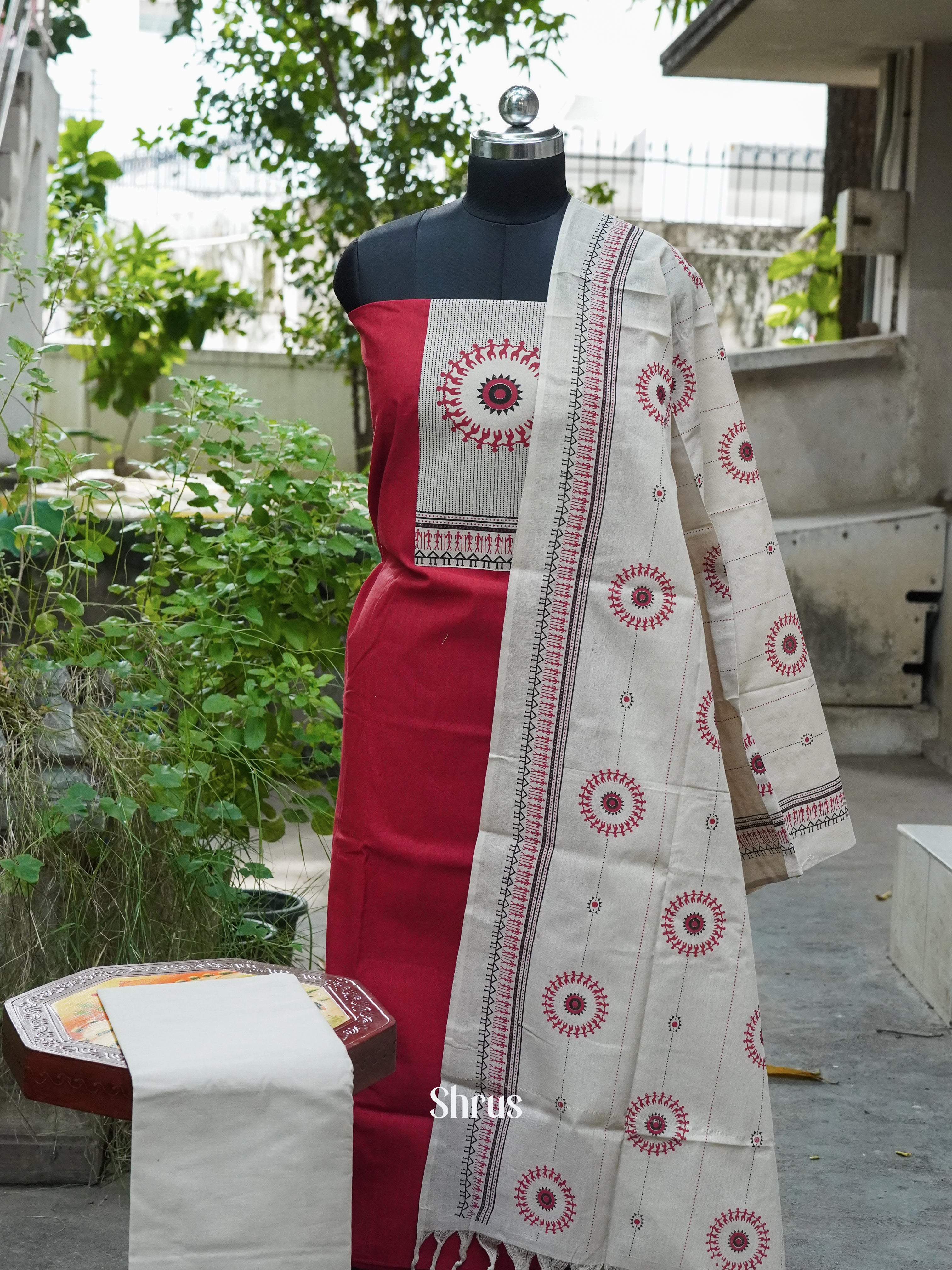 Red & Grey - Cotton salwar - Shop on ShrusEternity.com