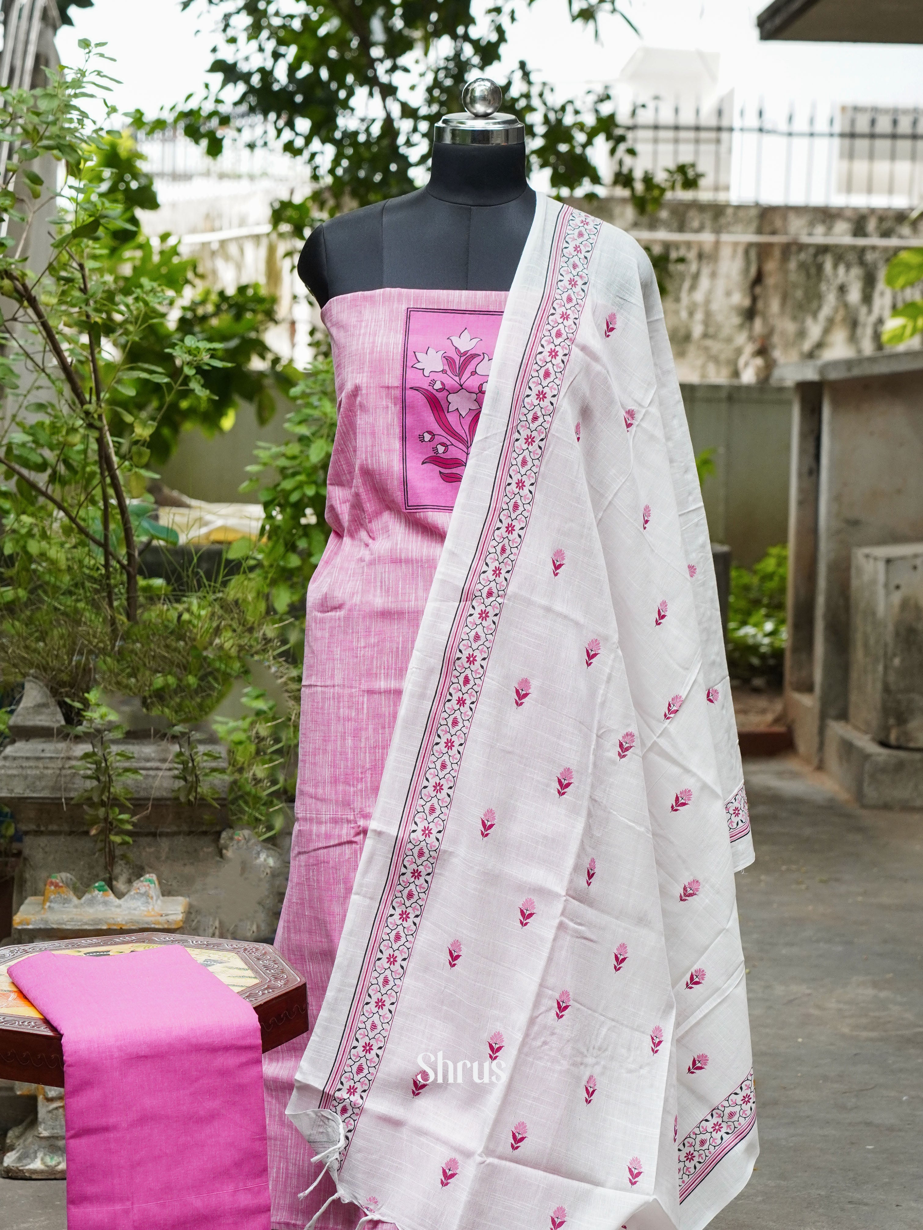 Pink & White- Cotton salwar - Shop on ShrusEternity.com