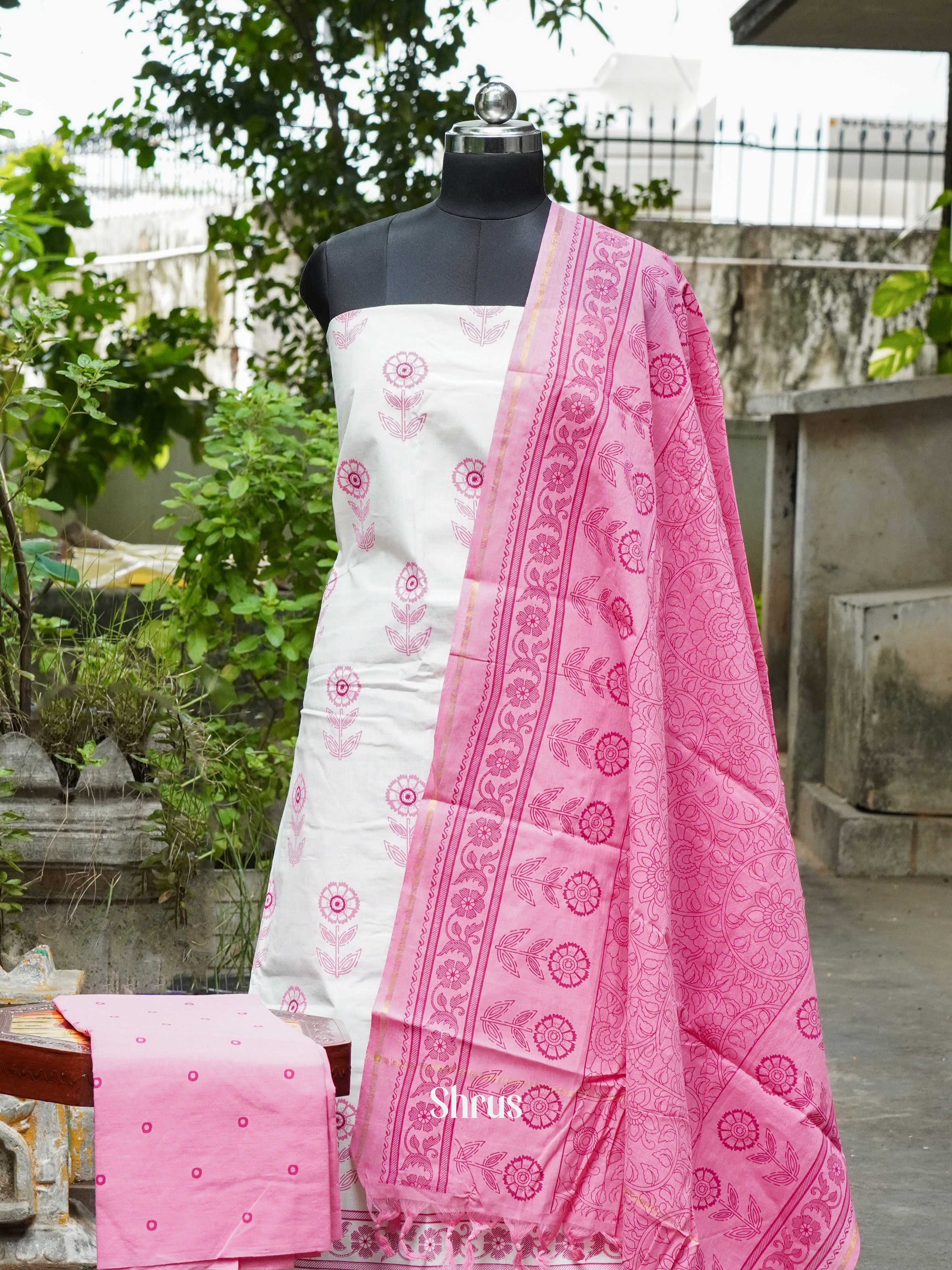 White & Pink - Cotton salwar - Shop on ShrusEternity.com