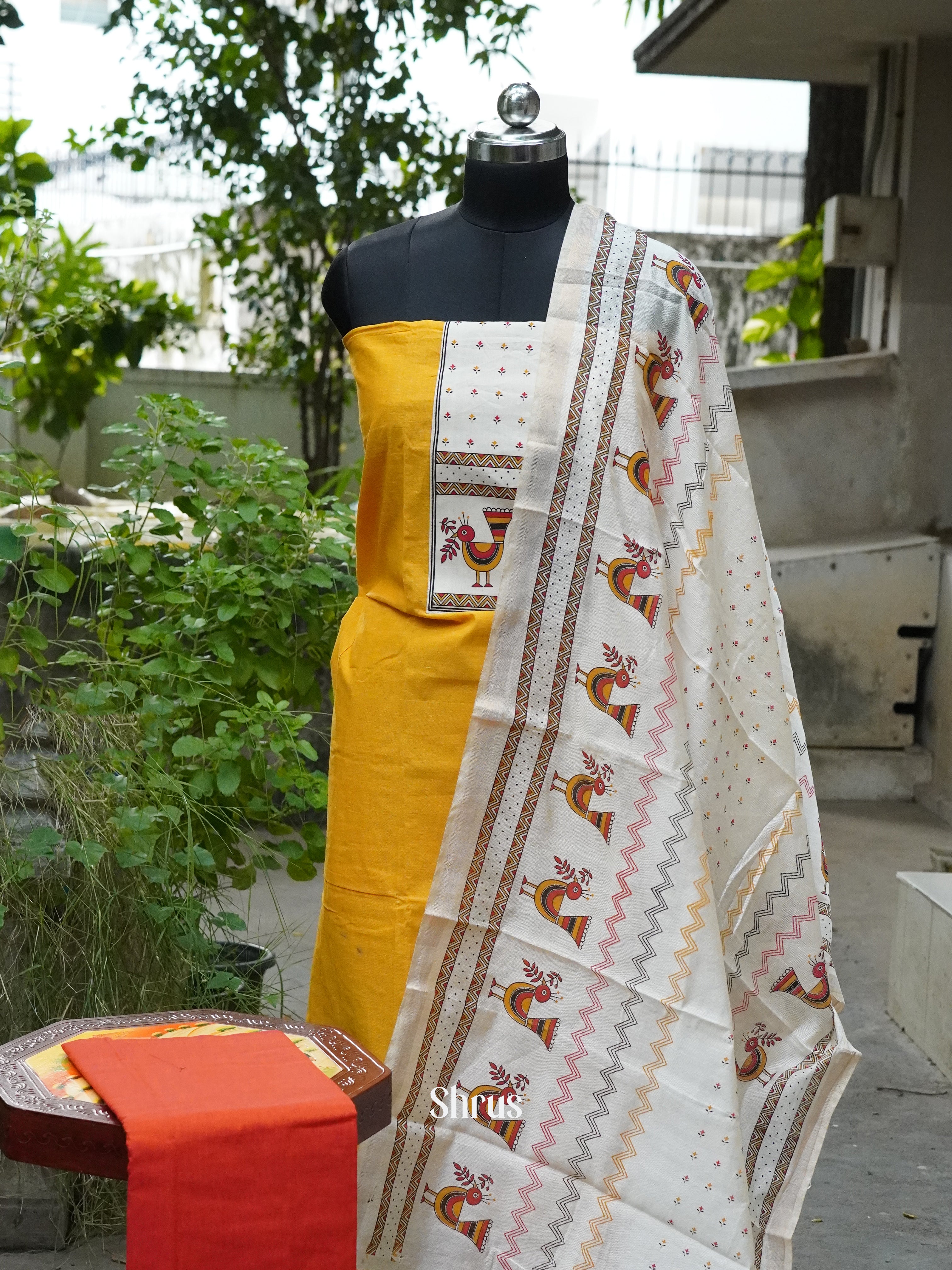 Yellow & Orange - Cotton salwar - Shop on ShrusEternity.com