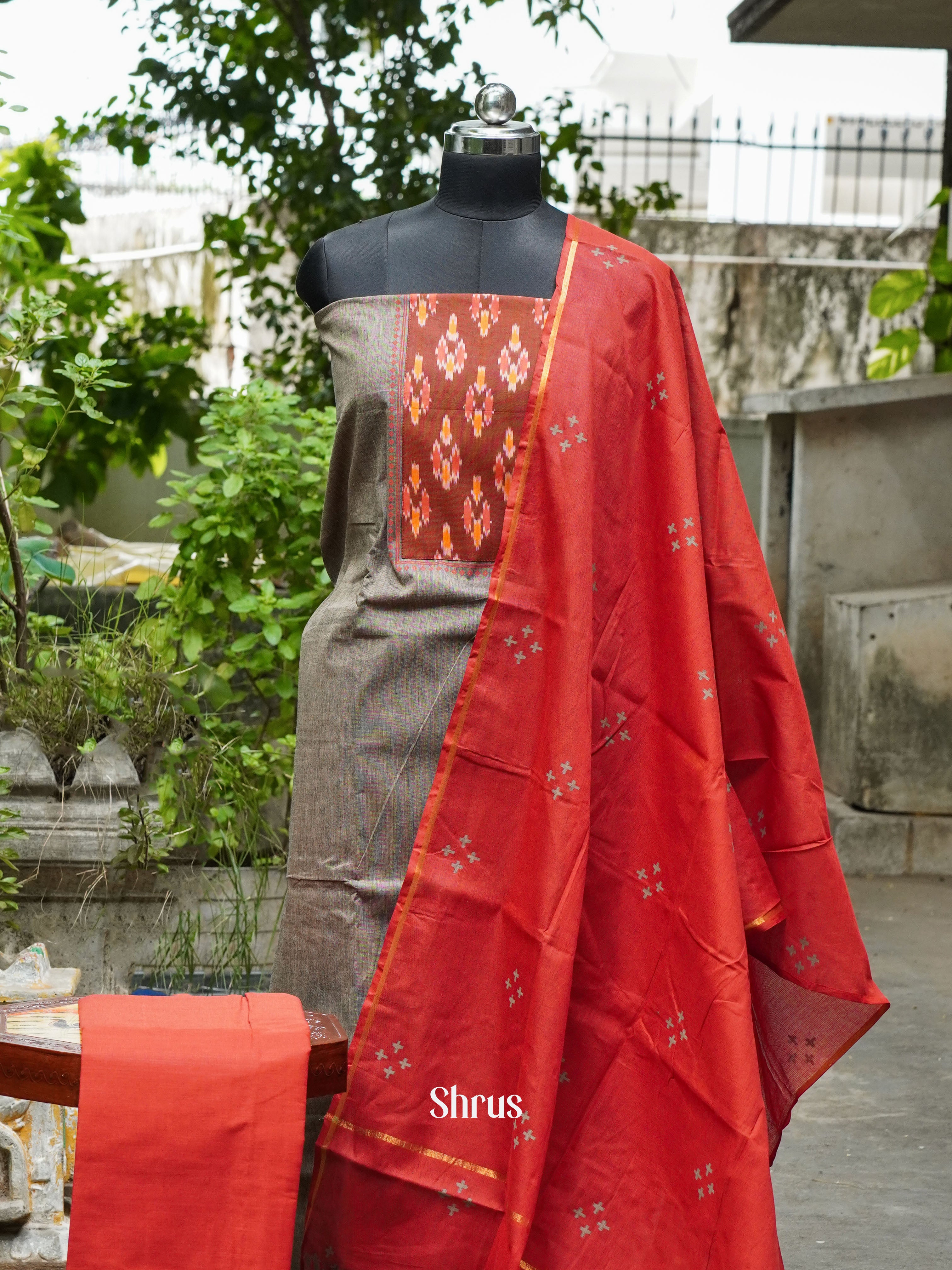 Grey & Red - Cotton salwar - Shop on ShrusEternity.com