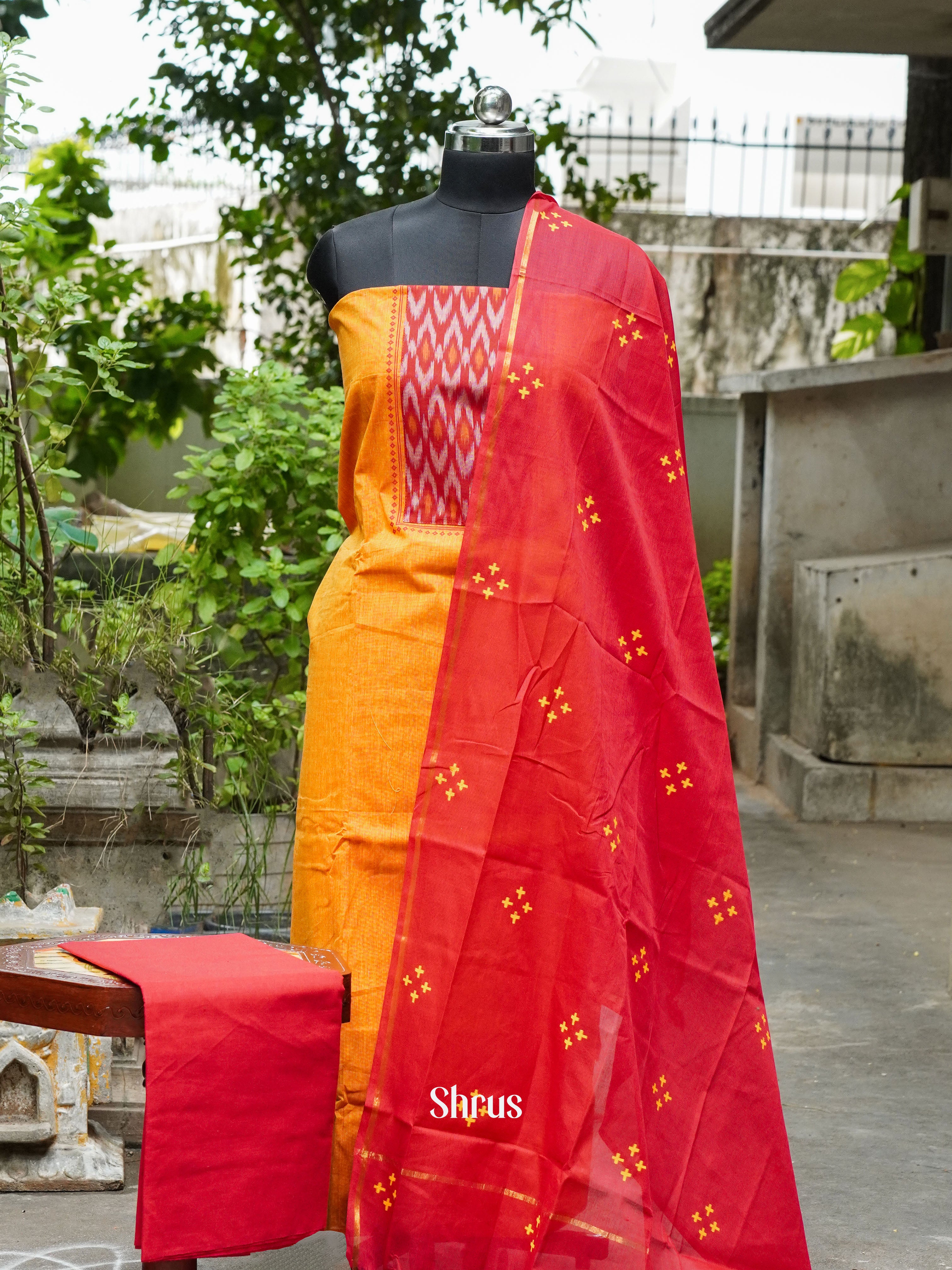 Mustard & Red - Cotton salwar - Shop on ShrusEternity.com