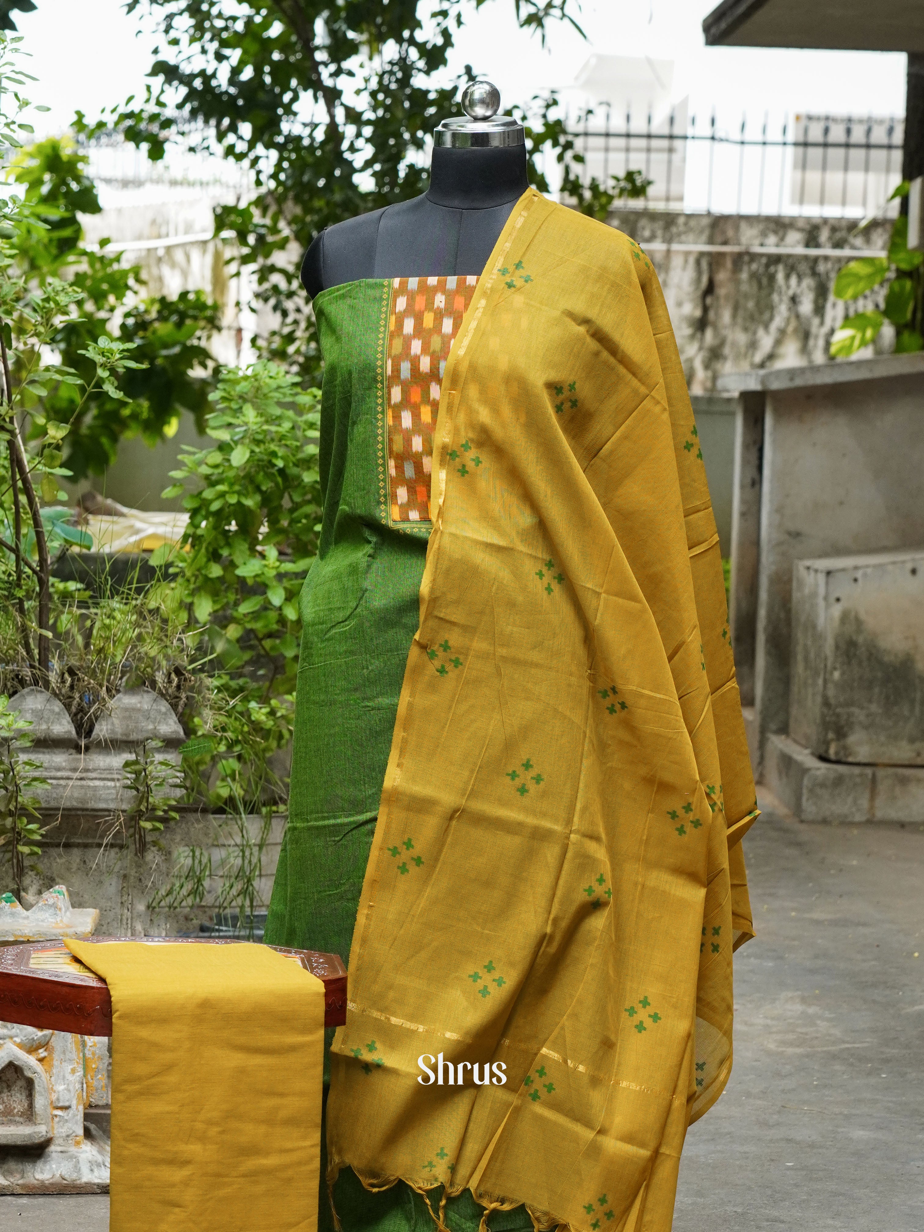 Green & Mustardy Green - Cotton salwar - Shop on ShrusEternity.com