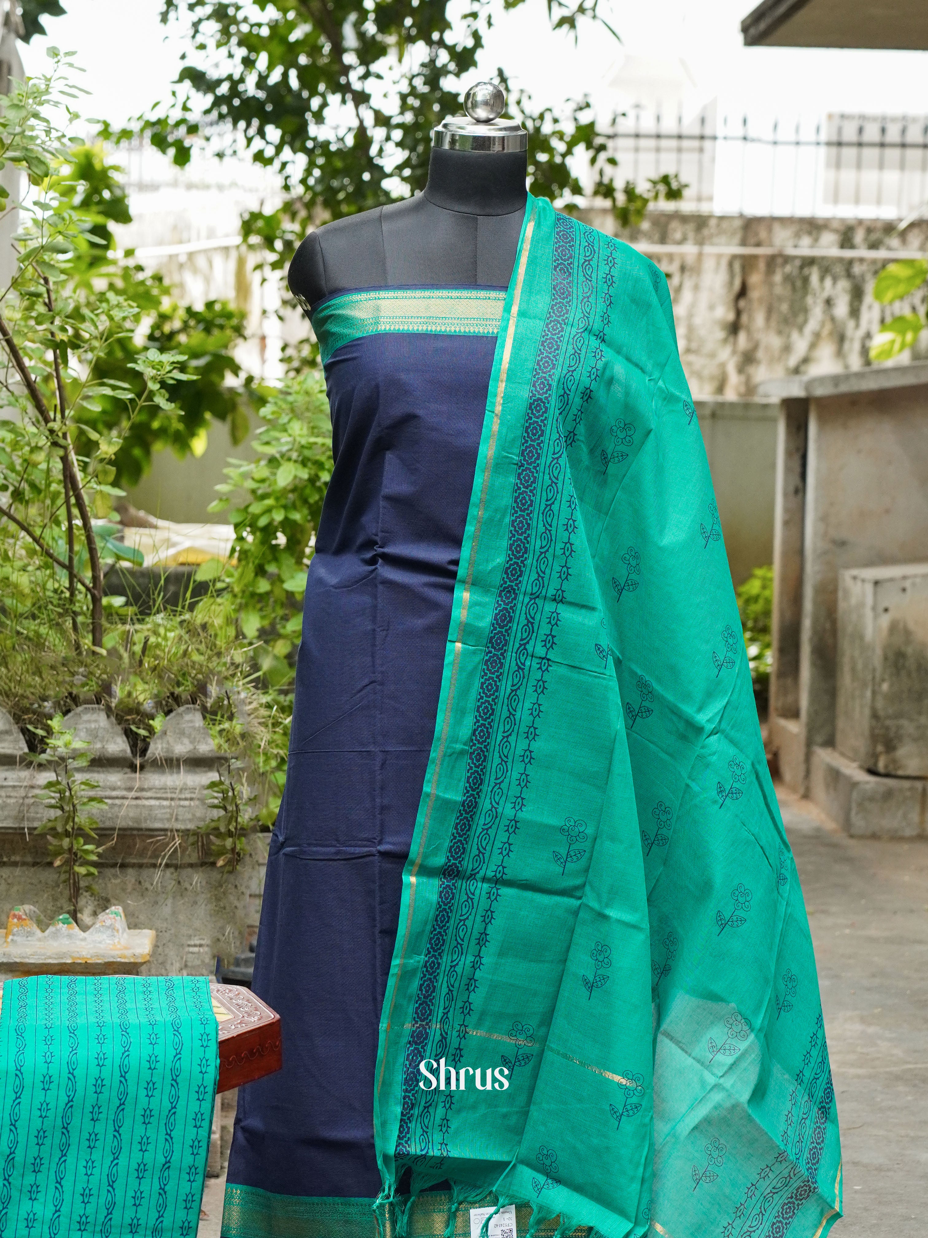 Blue & Green - Cotton salwar - Shop on ShrusEternity.com