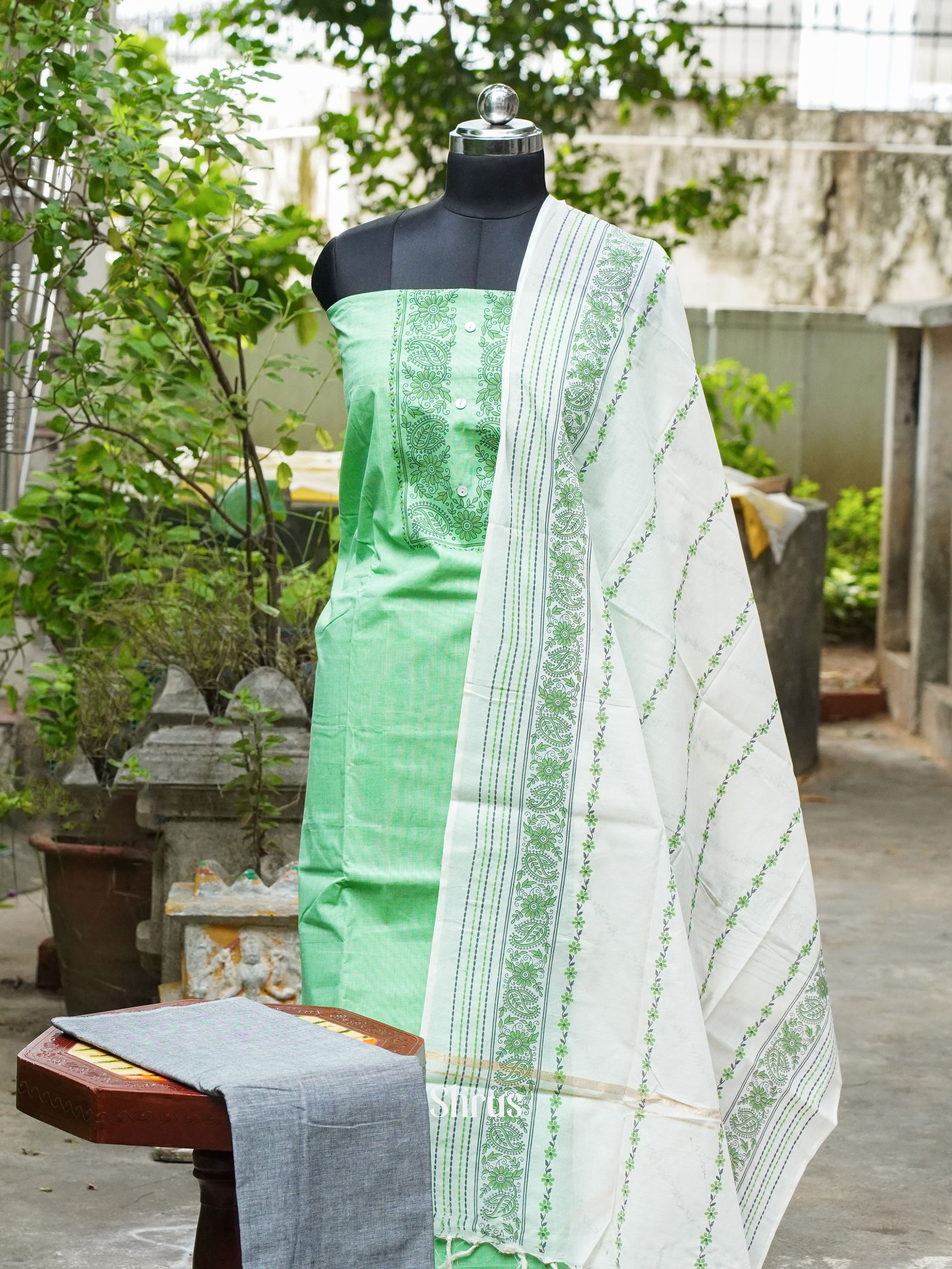 Green & Grey - Cotton salwar - Shop on ShrusEternity.com