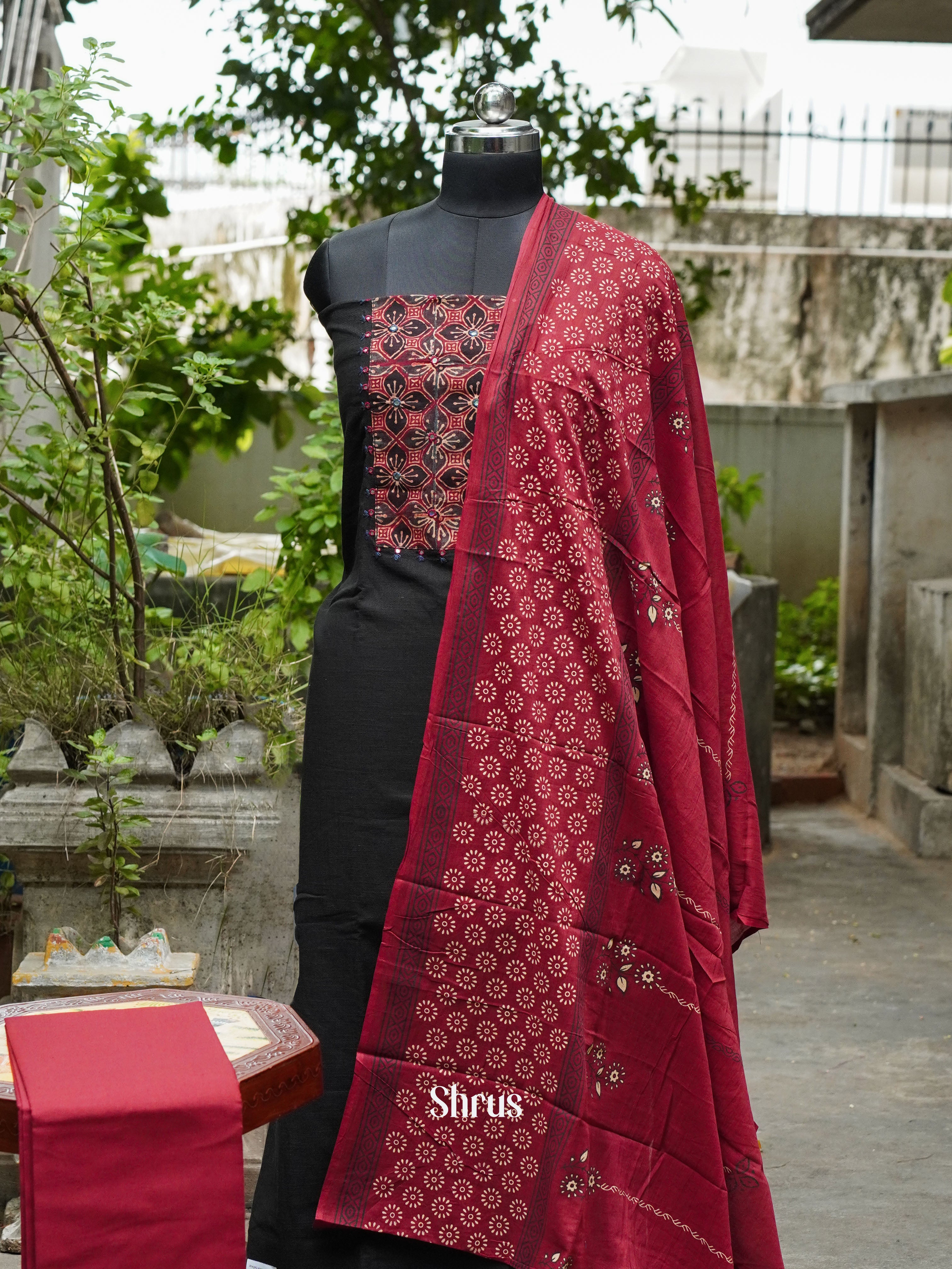 Black & Maroon - Cotton salwar - Shop on ShrusEternity.com