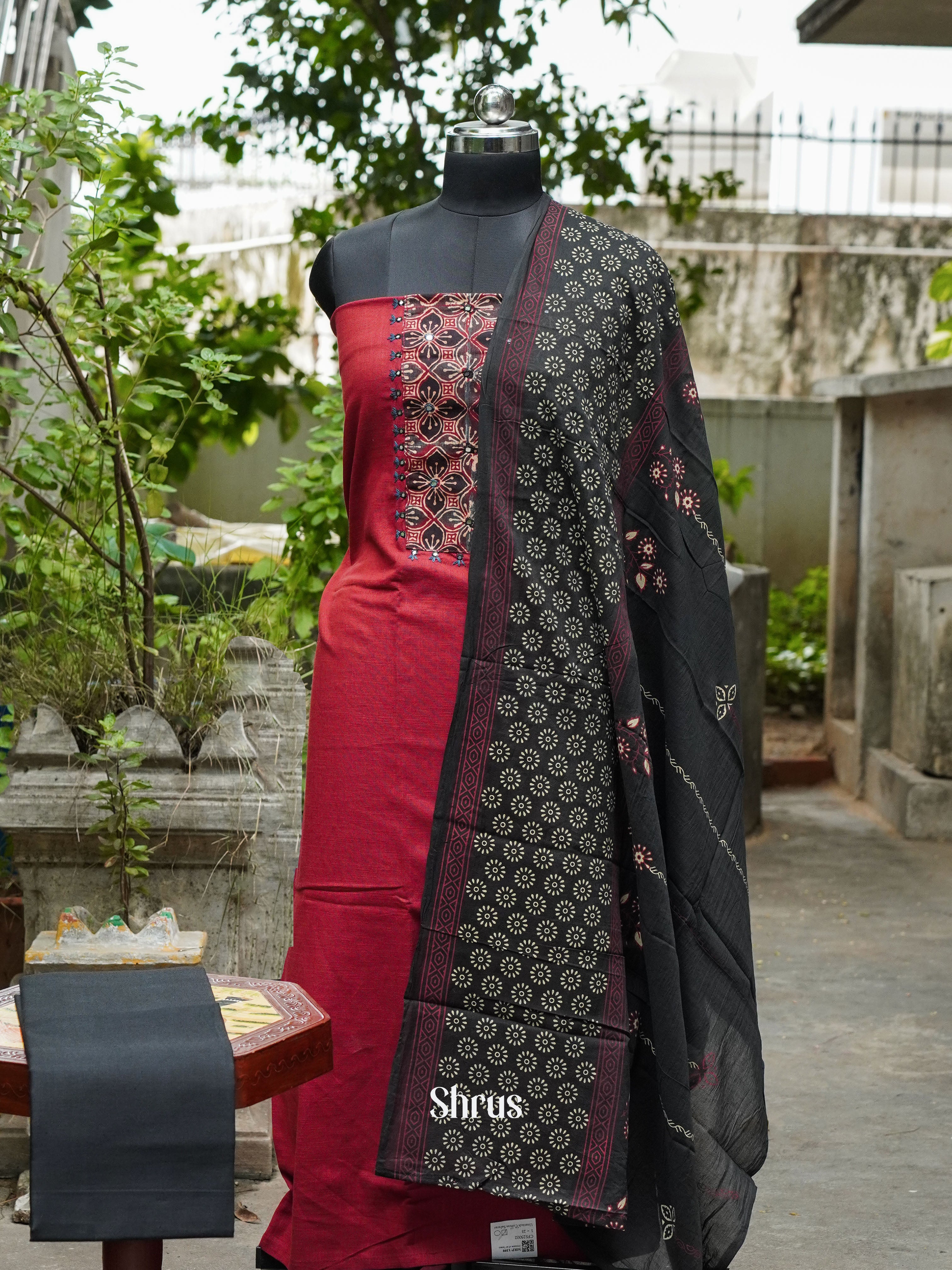 Red & Black - Cotton salwar - Shop on ShrusEternity.com