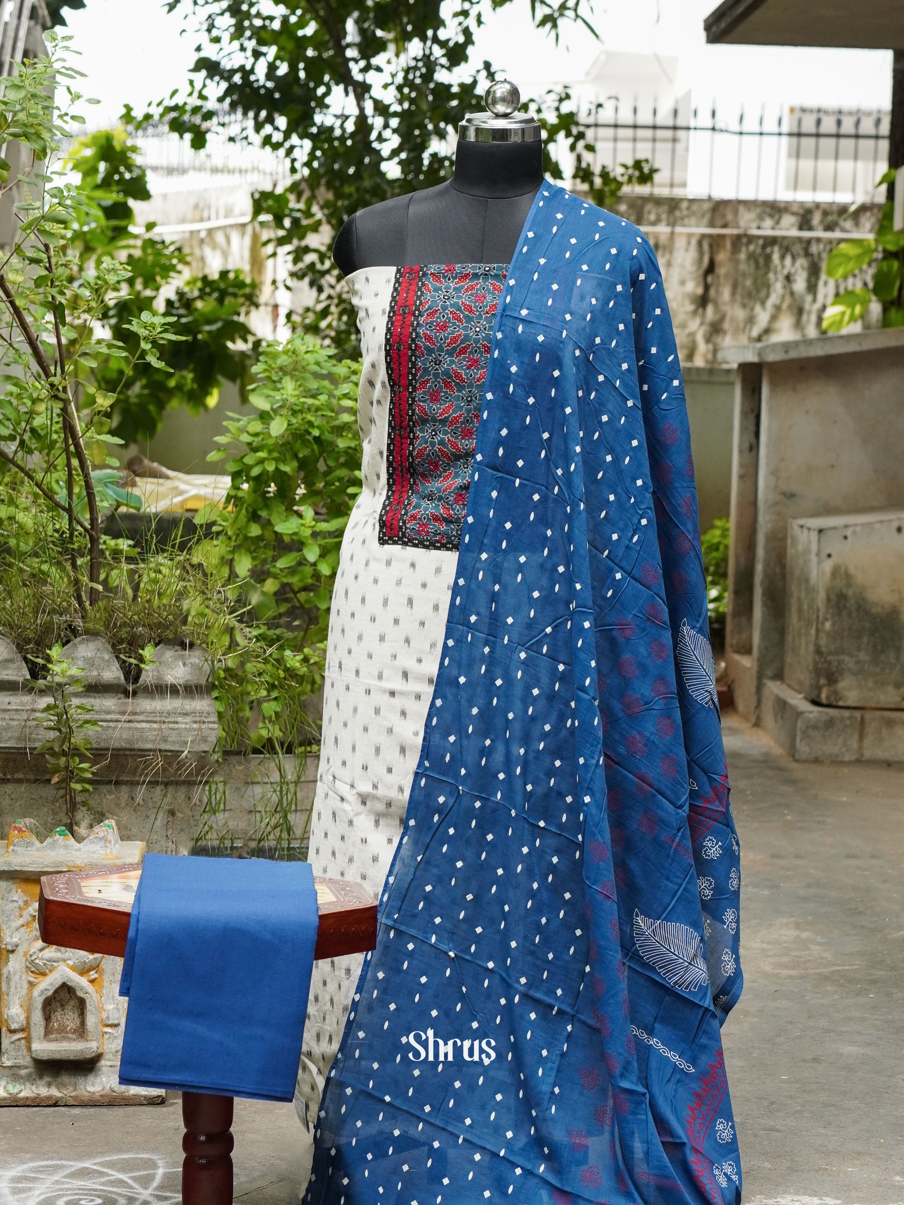White & Blue - Cotton salwar - Shop on ShrusEternity.com
